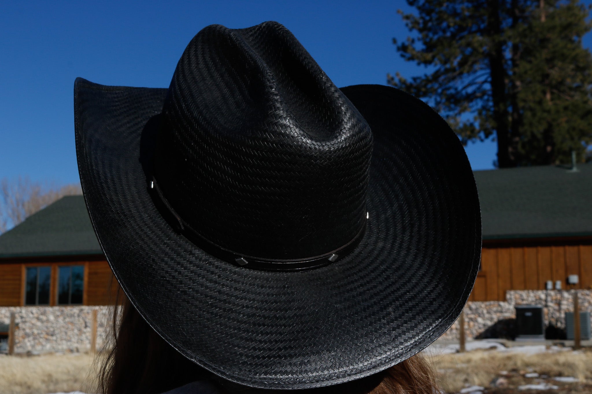 Stallion By Stetson Woven Straw Black Cowboy Hat size M