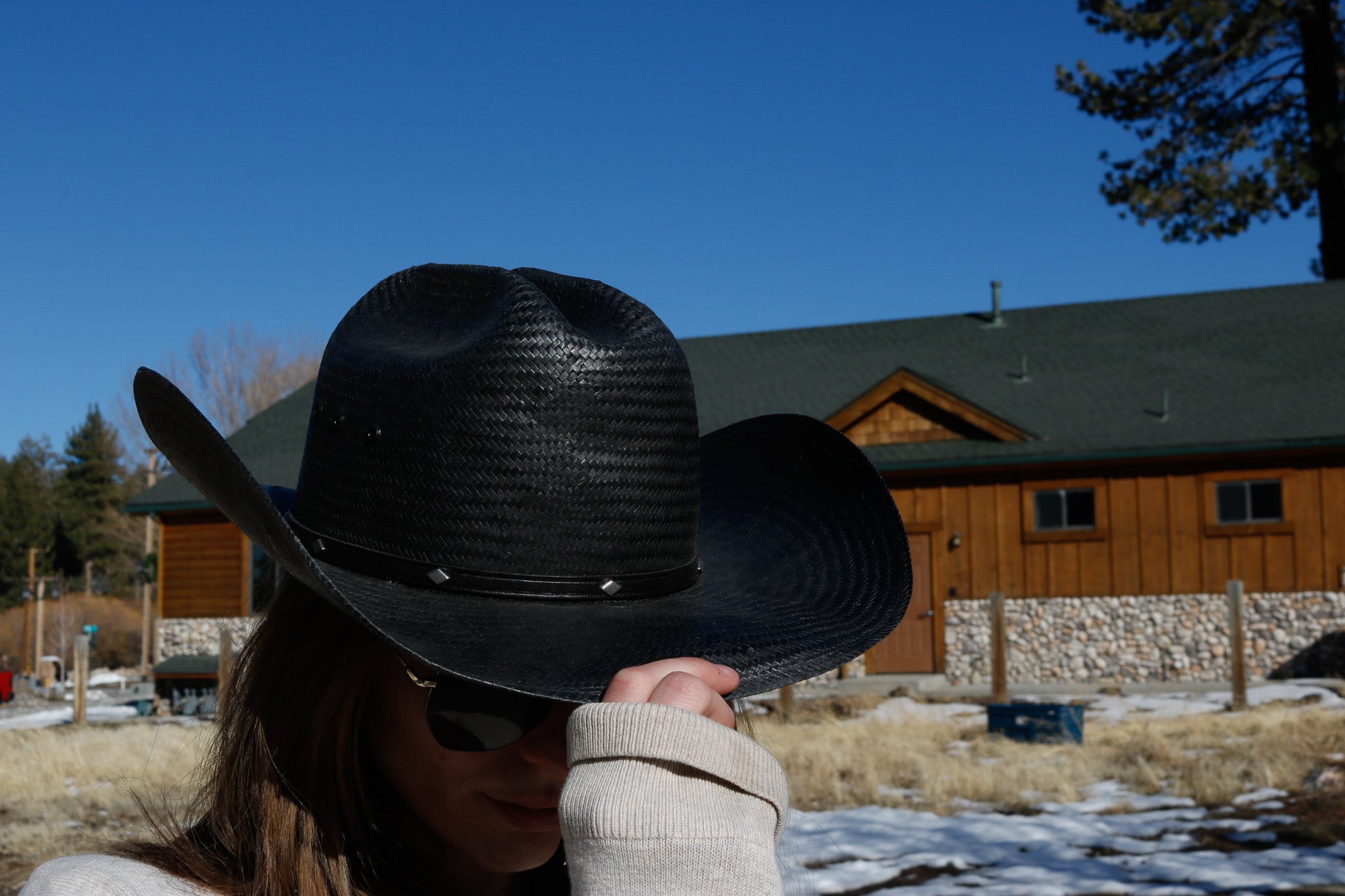 Stallion By Stetson Woven Straw Black Cowboy Hat size M