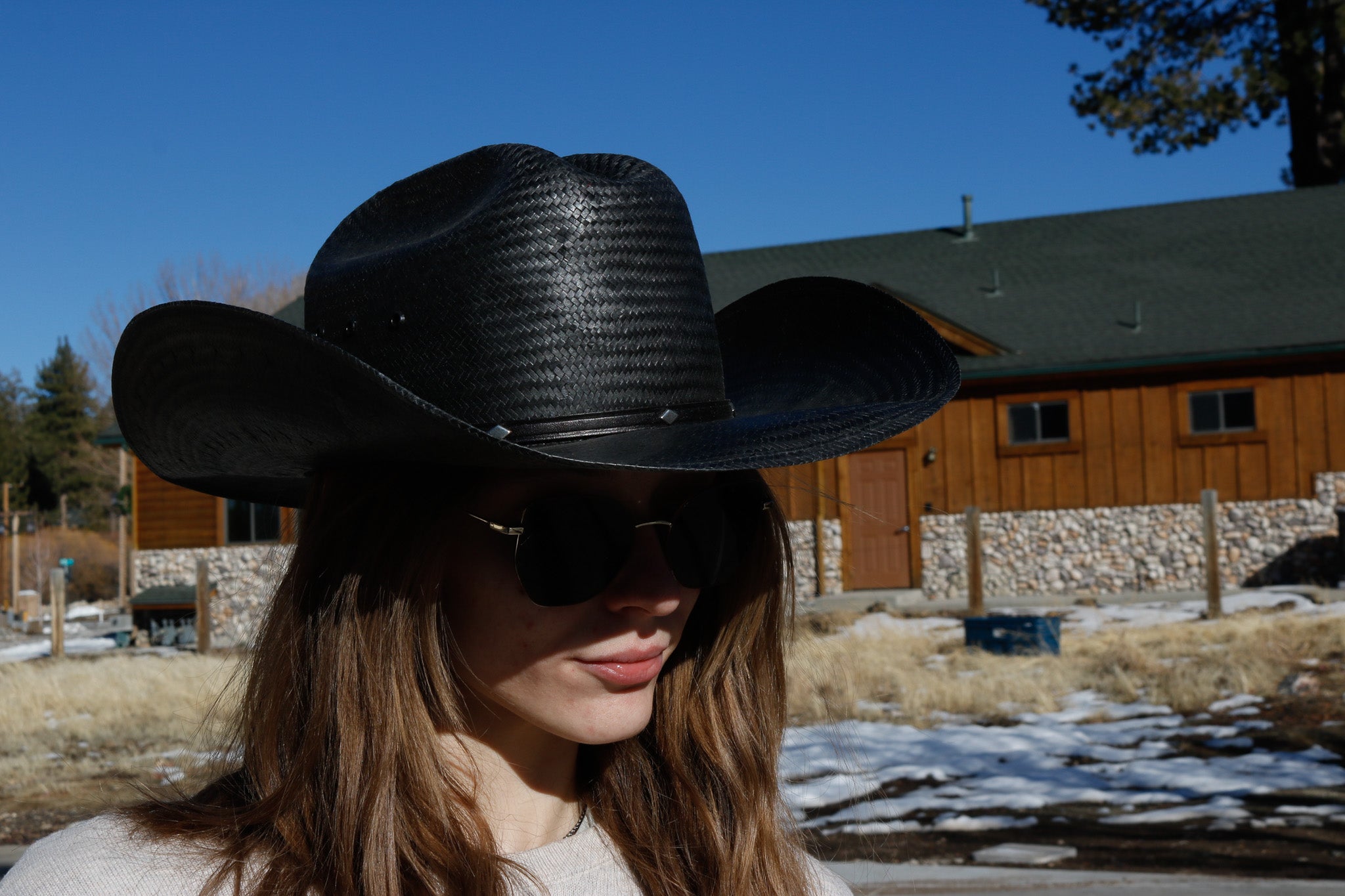 Stallion By Stetson Woven Straw Black Cowboy Hat size M