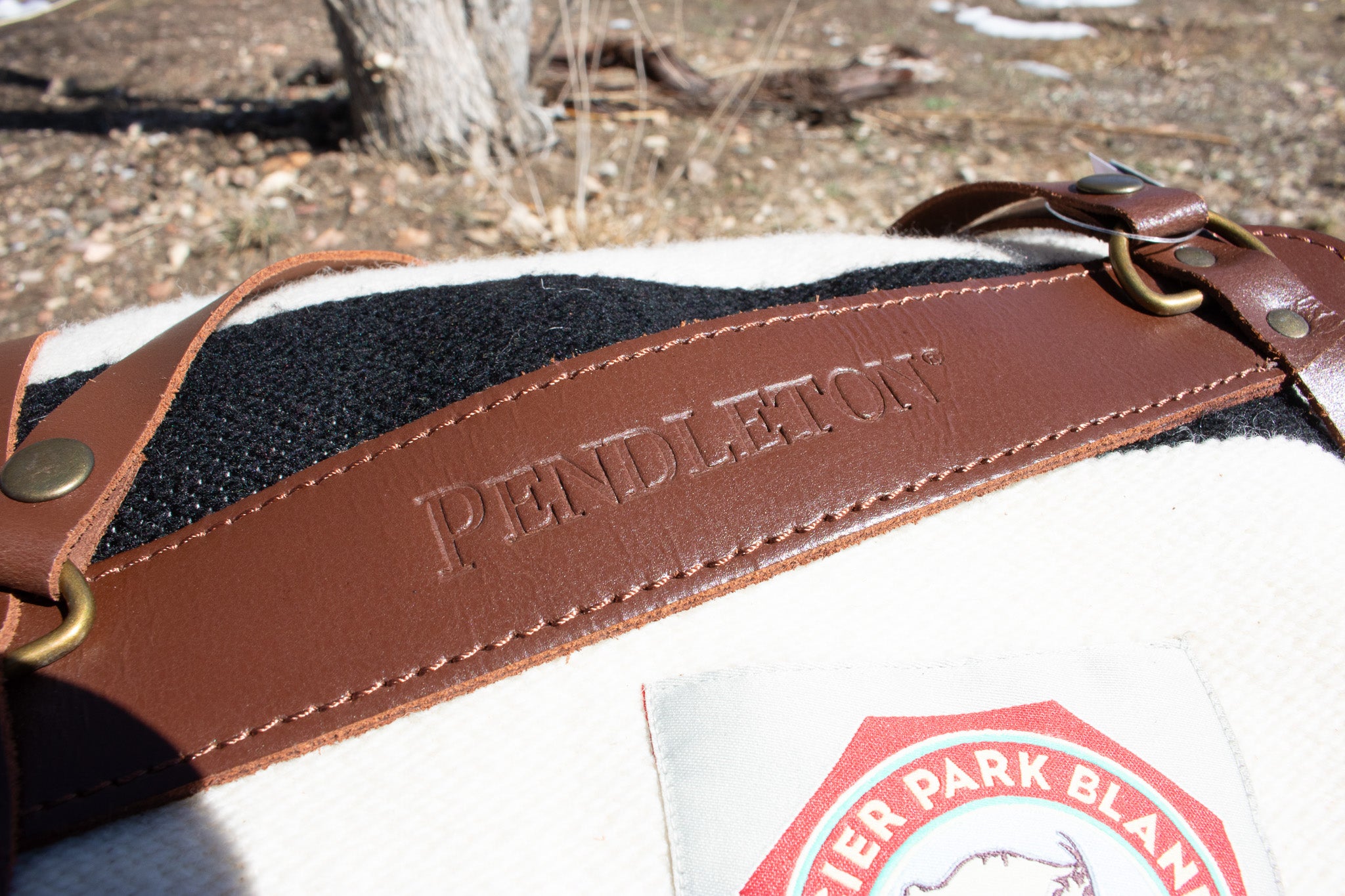 Pendleton National Park Throw Blanket with Leather Strap Acadia Classic Multi Color Stripes