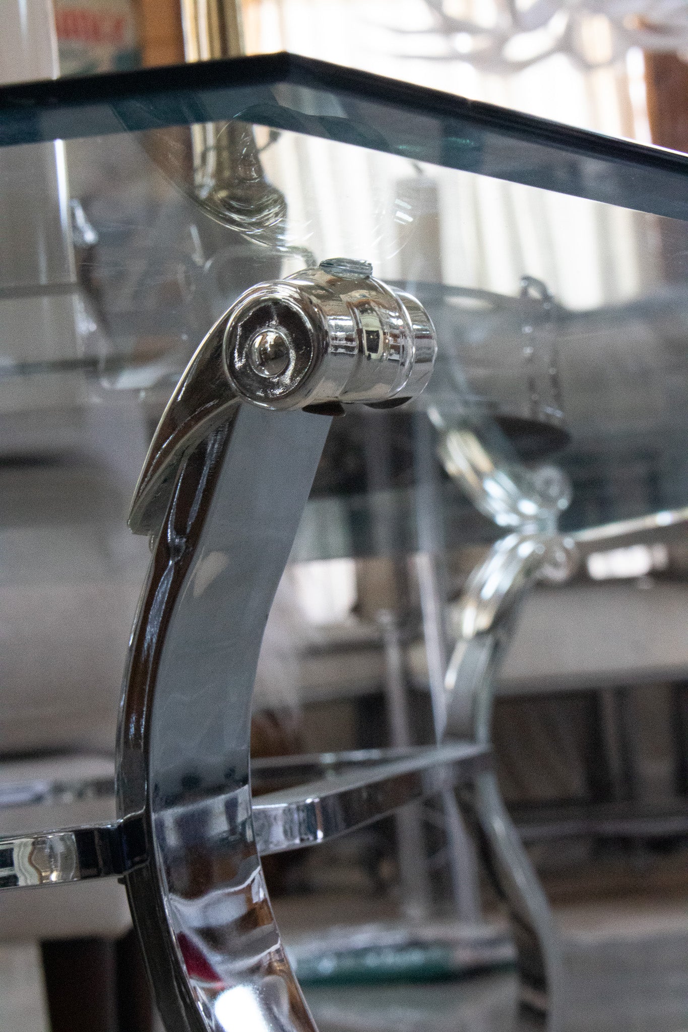 Kreiss Beveled Glass Chrome Frame Rectangle Coffee Table