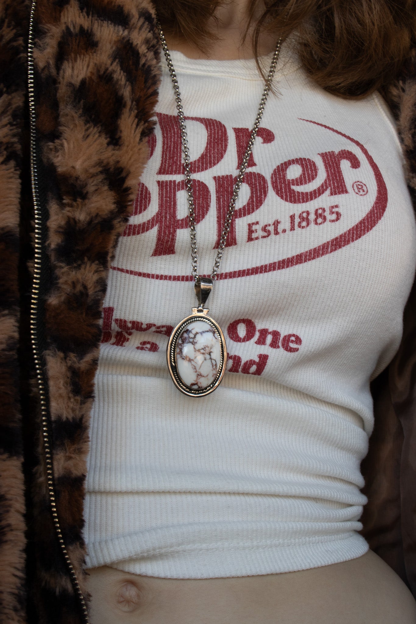 Large Natural Nevada White Turquoise and 925 Sterling Silver Pendant