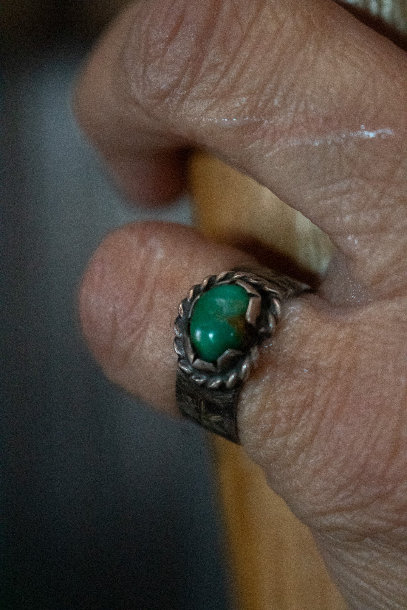 Vintage Navajo Turquoise Sterling Silver Ring. Size 5