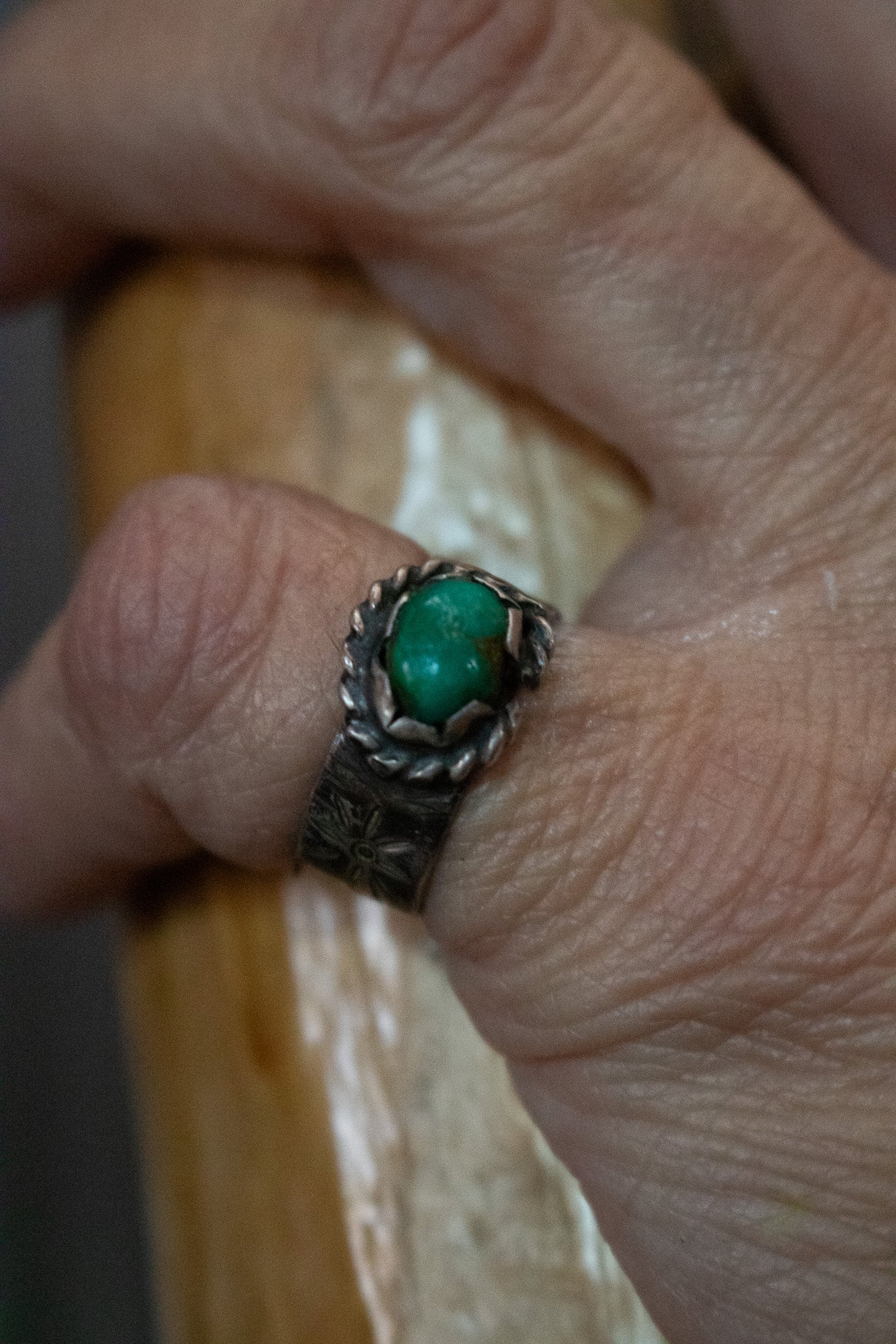 Vintage Navajo Turquoise Sterling Silver Ring. Size 5