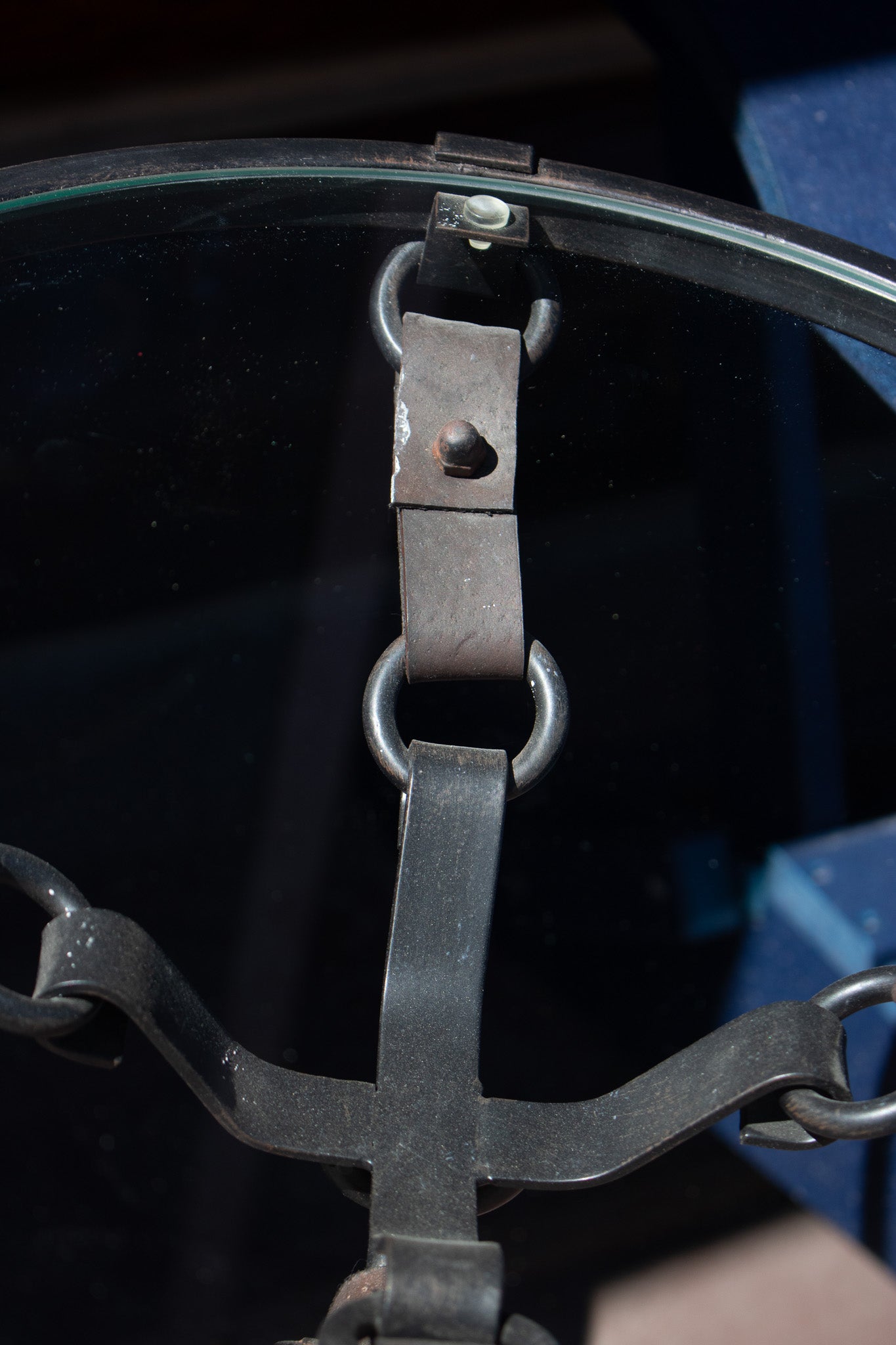 Vintage Custom Made Round Wrought Iron Metal Glass End Table