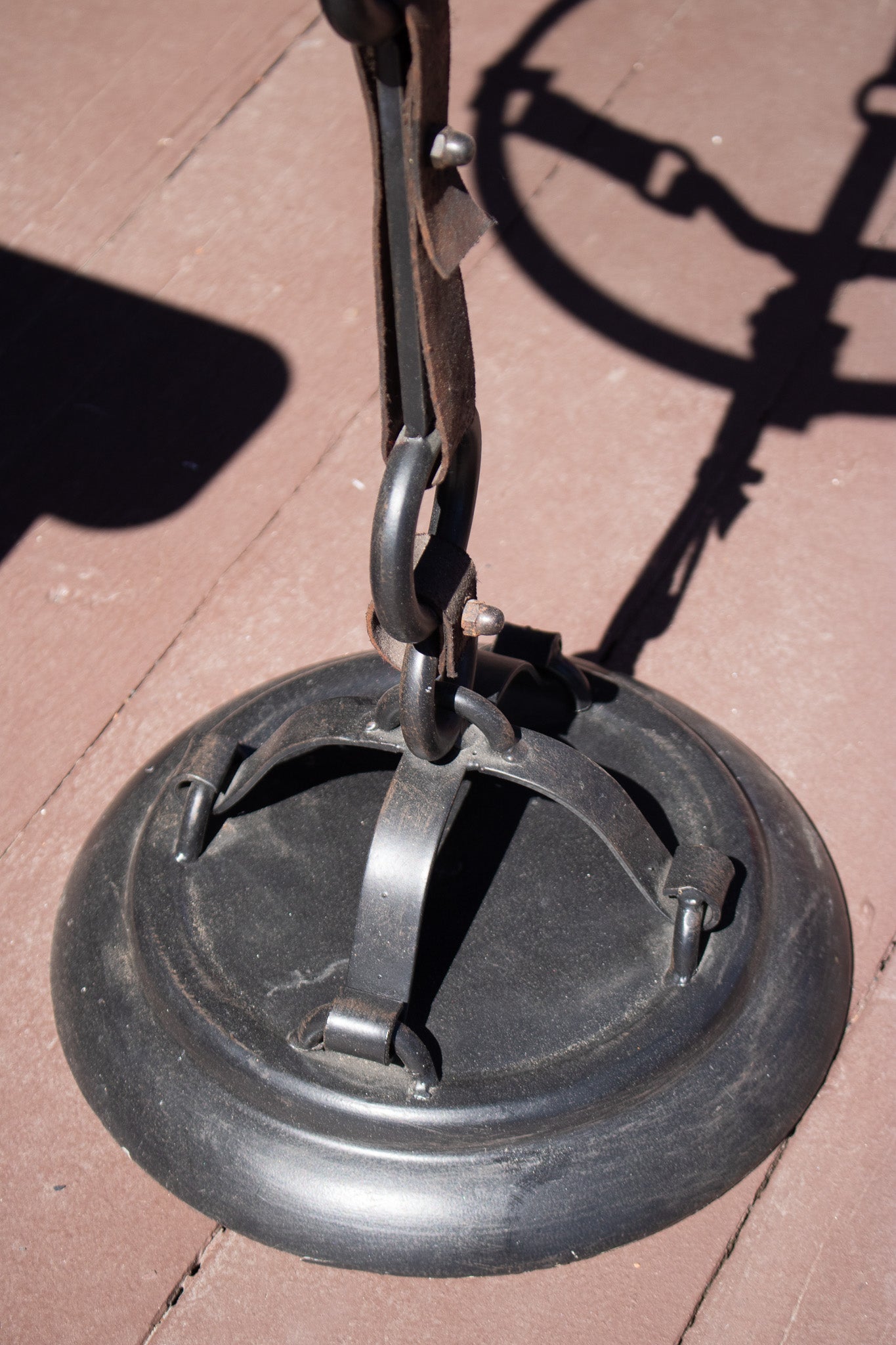 Vintage Custom Made Round Wrought Iron Metal Glass End Table
