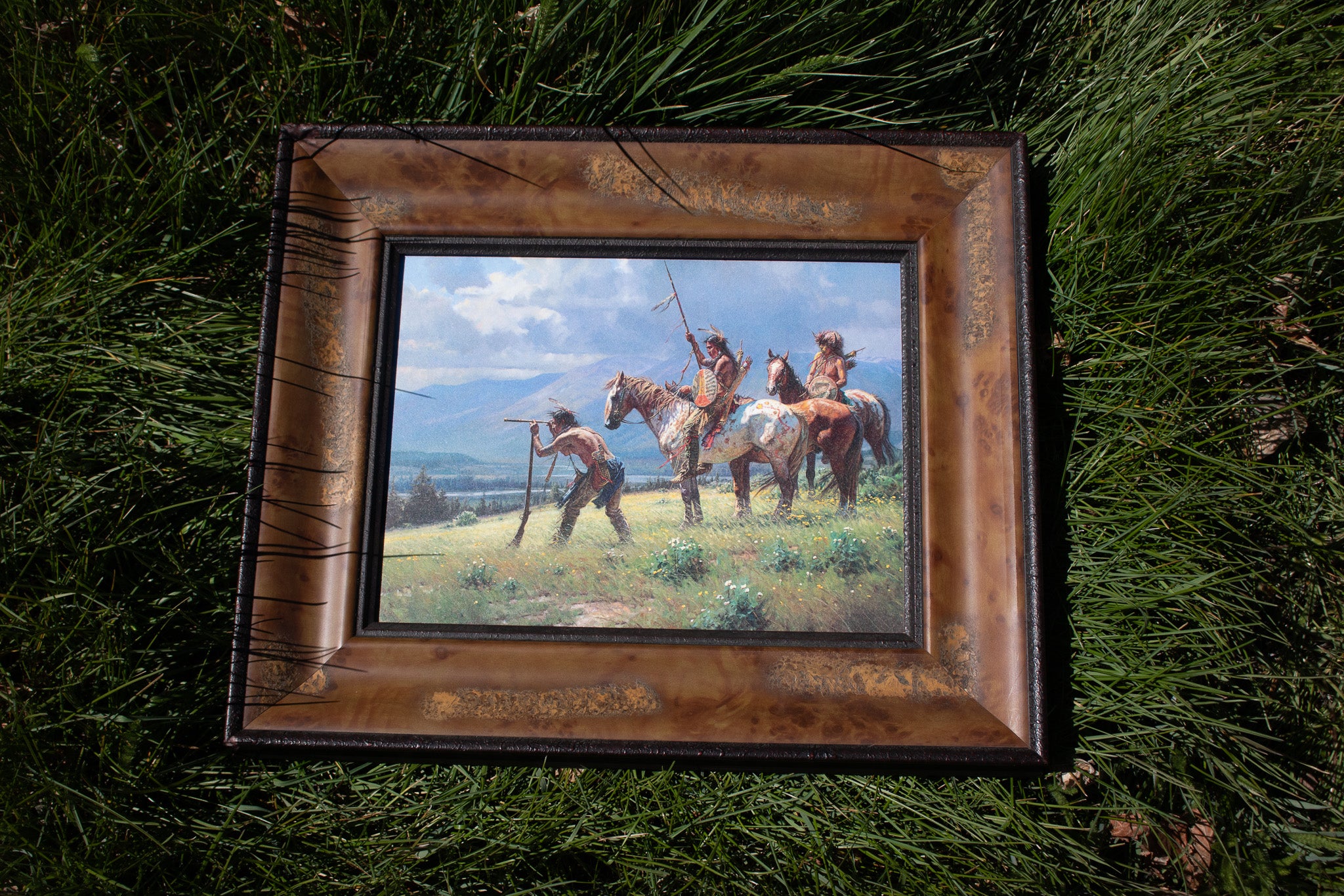 Lonestar American Indians at the River's Edge Canvas Transfer Print Art