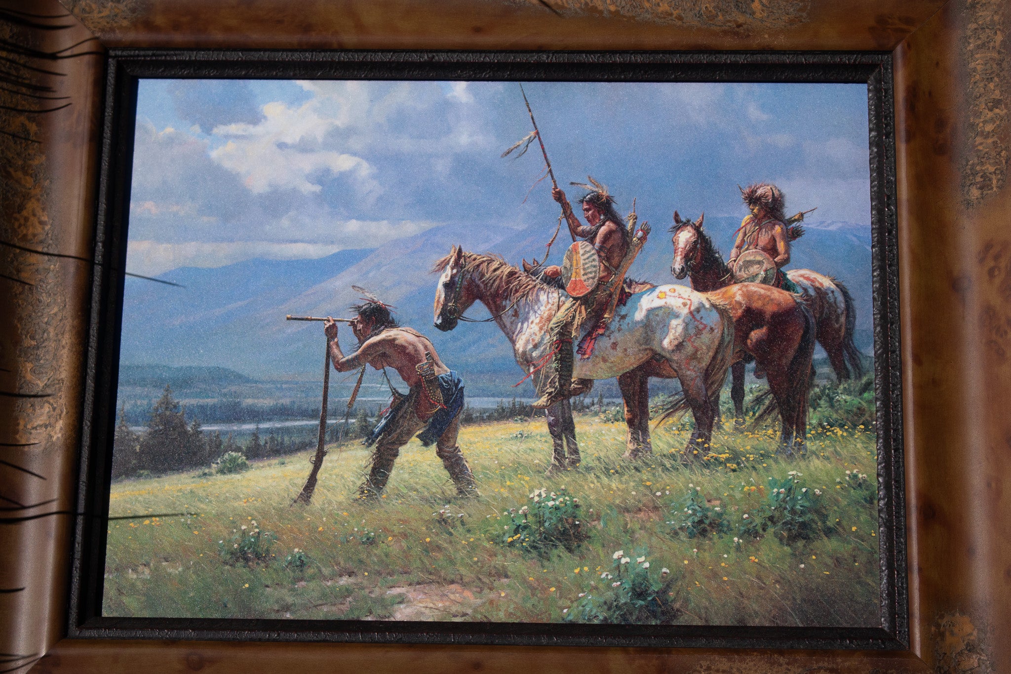 Lonestar American Indians at the River's Edge Canvas Transfer Print Art