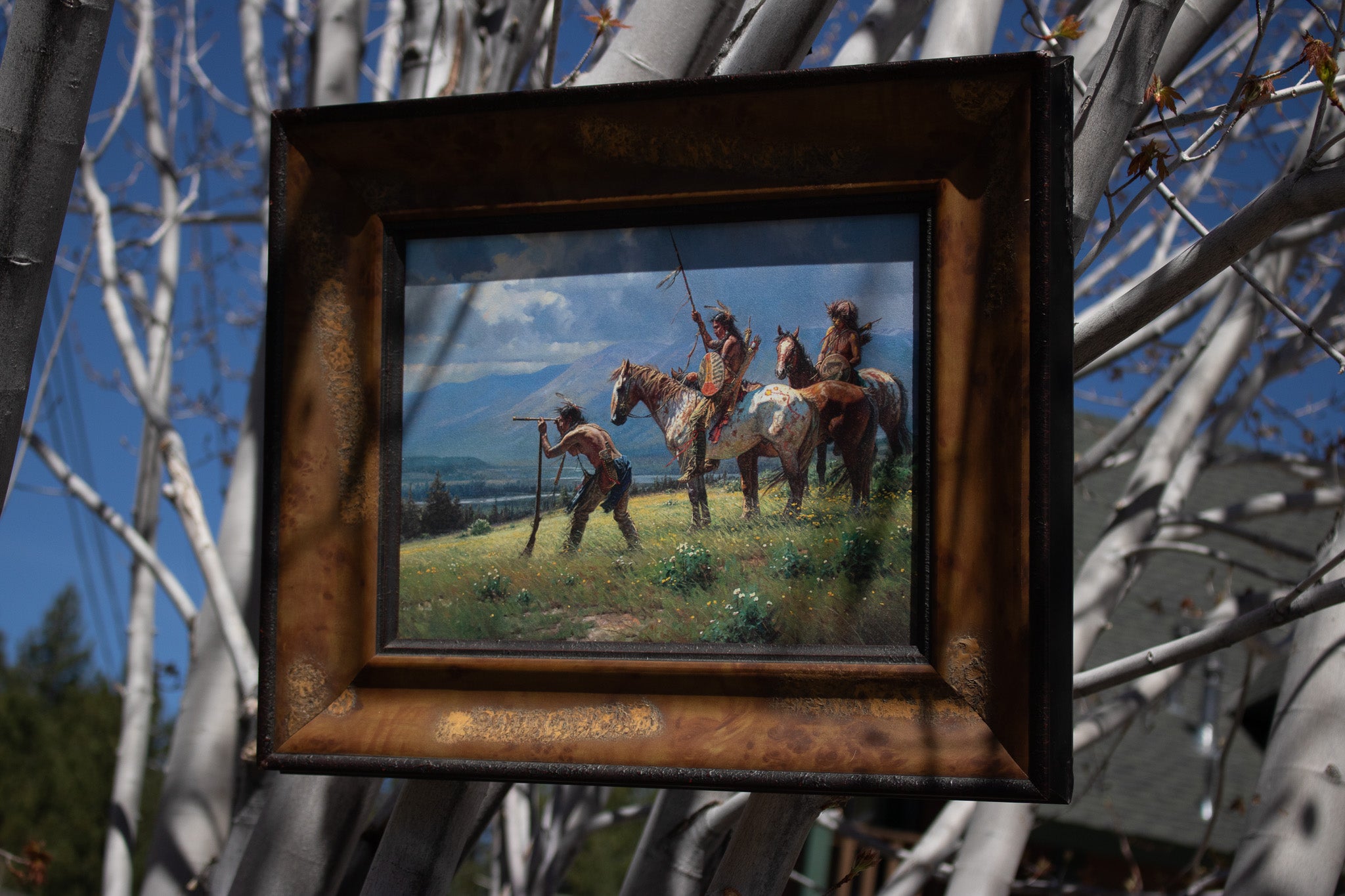 Lonestar American Indians at the River's Edge Canvas Transfer Print Art