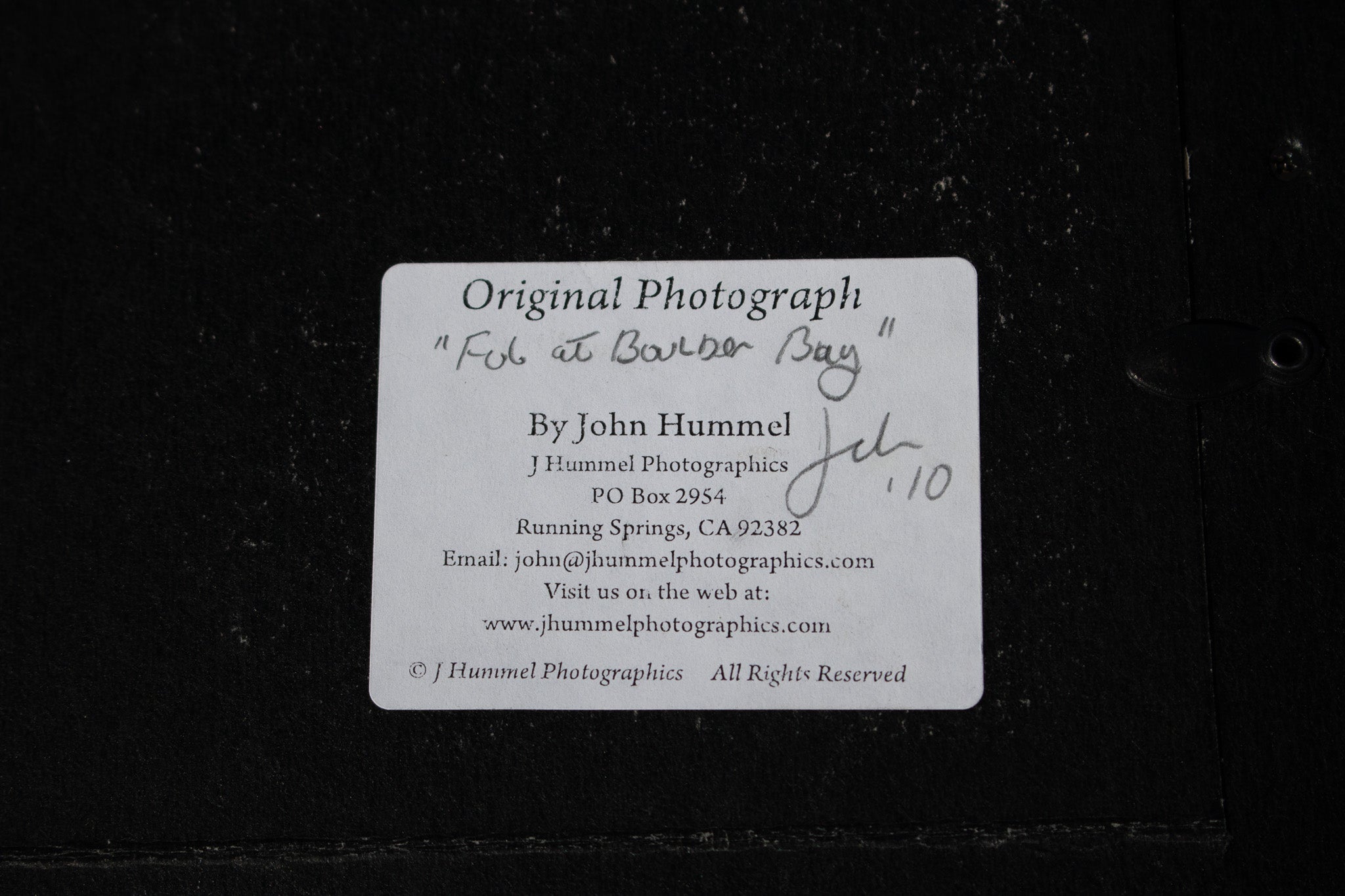 Framed John Hummel "Fog at Boulder Bay" Photograph