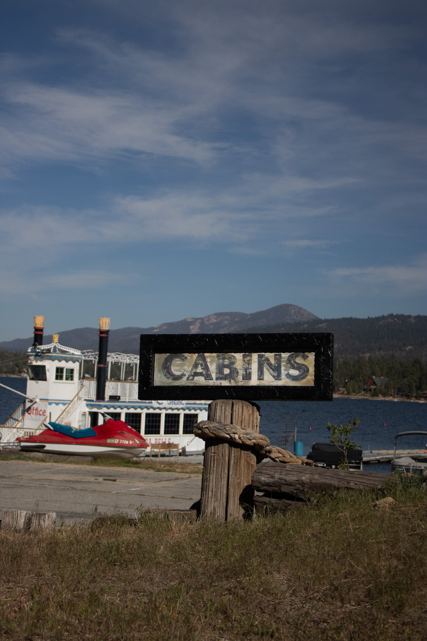 Simple "Cabins" Wooden Sign with Wooden Frame
