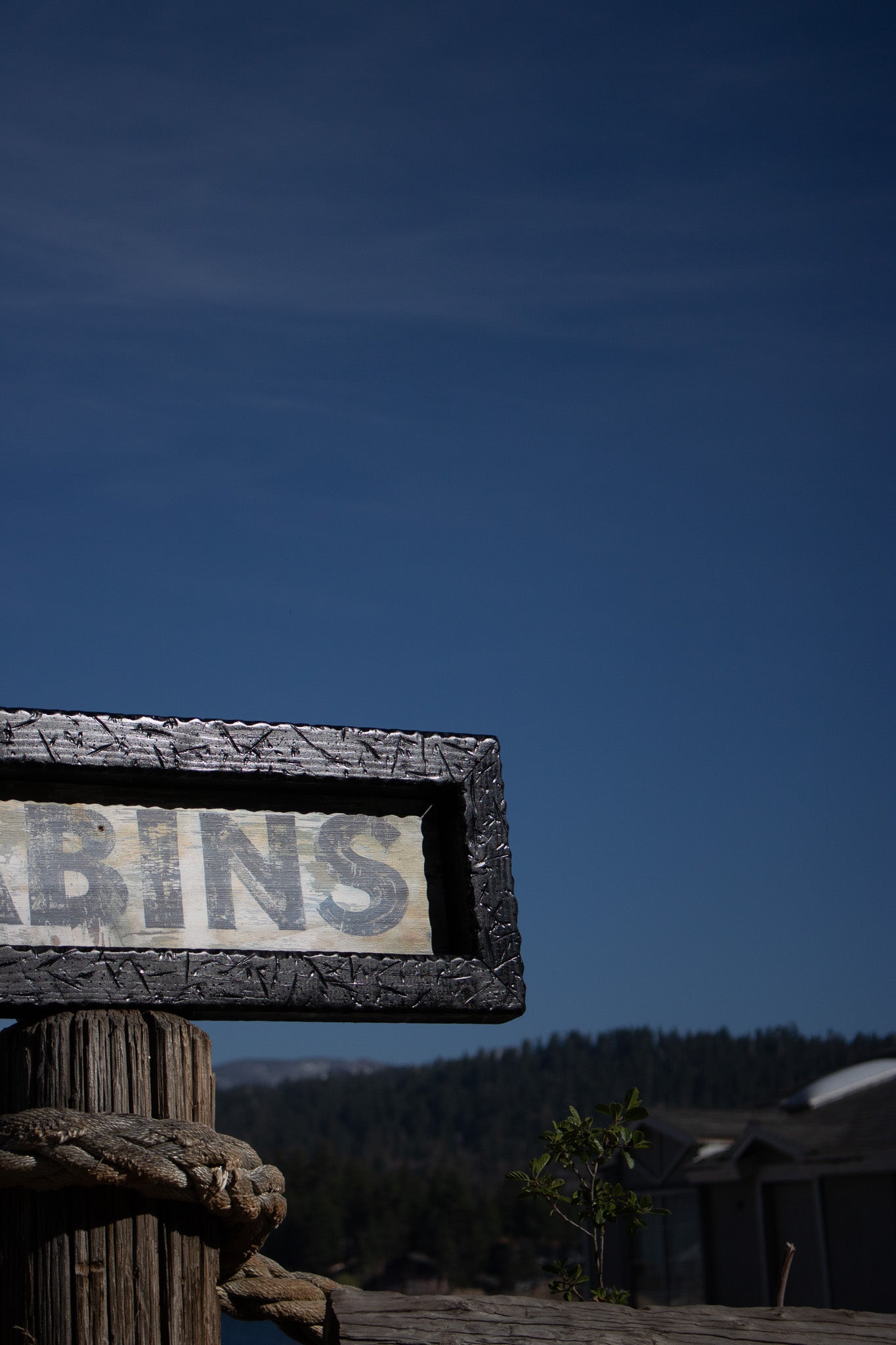 Simple "Cabins" Wooden Sign with Wooden Frame