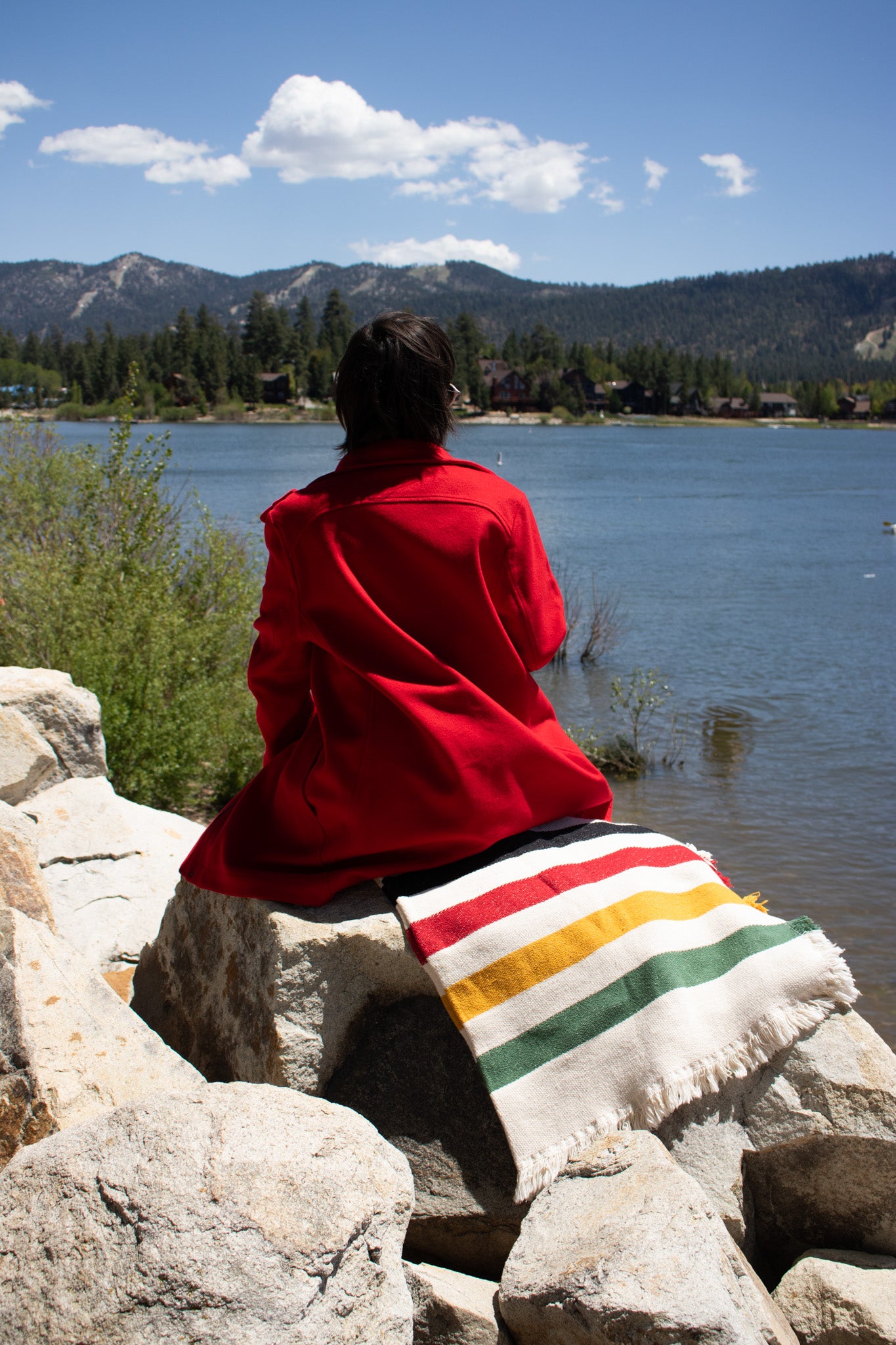 Pisgah Stripe Woven Throw - Black, Red, Yellow, & Green Stripe