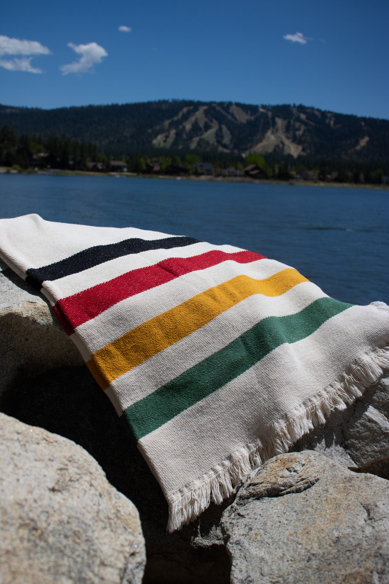 Pisgah Stripe Woven Throw - Black, Red, Yellow, & Green Stripe