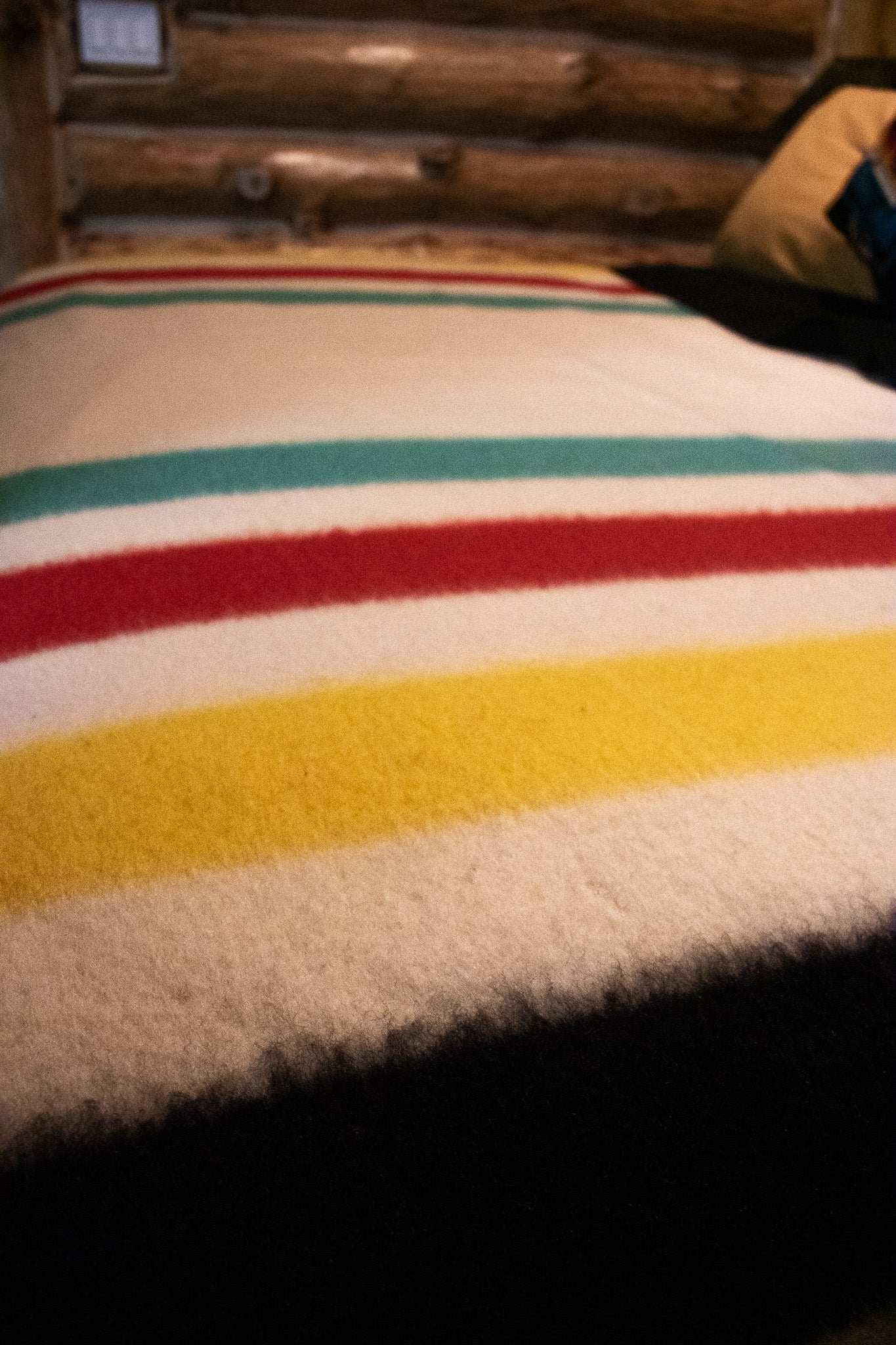 Hudson's Bay Point Wool Blanket Off-White Bold Multi-Colored Stripes
