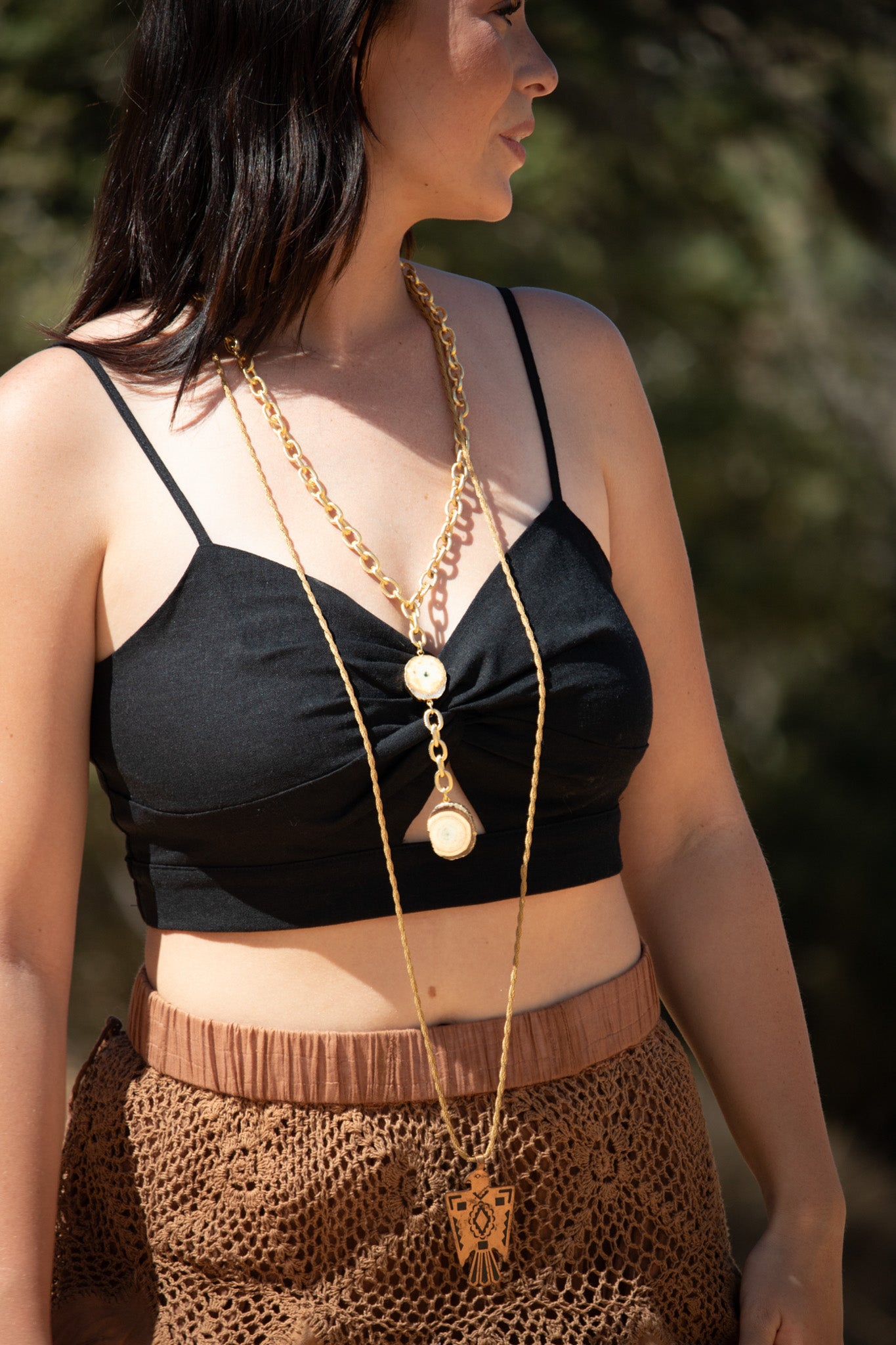 Solid Copper Thunderbird Charm Necklace