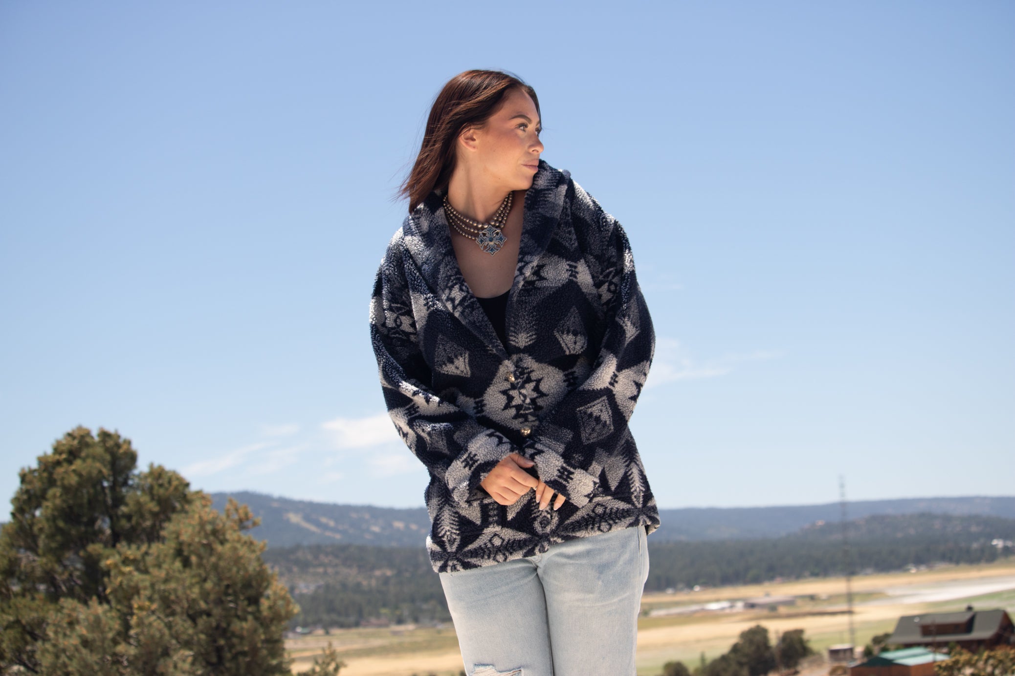 Ralph Lauren Southwestern Fleece Jacket Serape Navajo Indian Blanket Size M