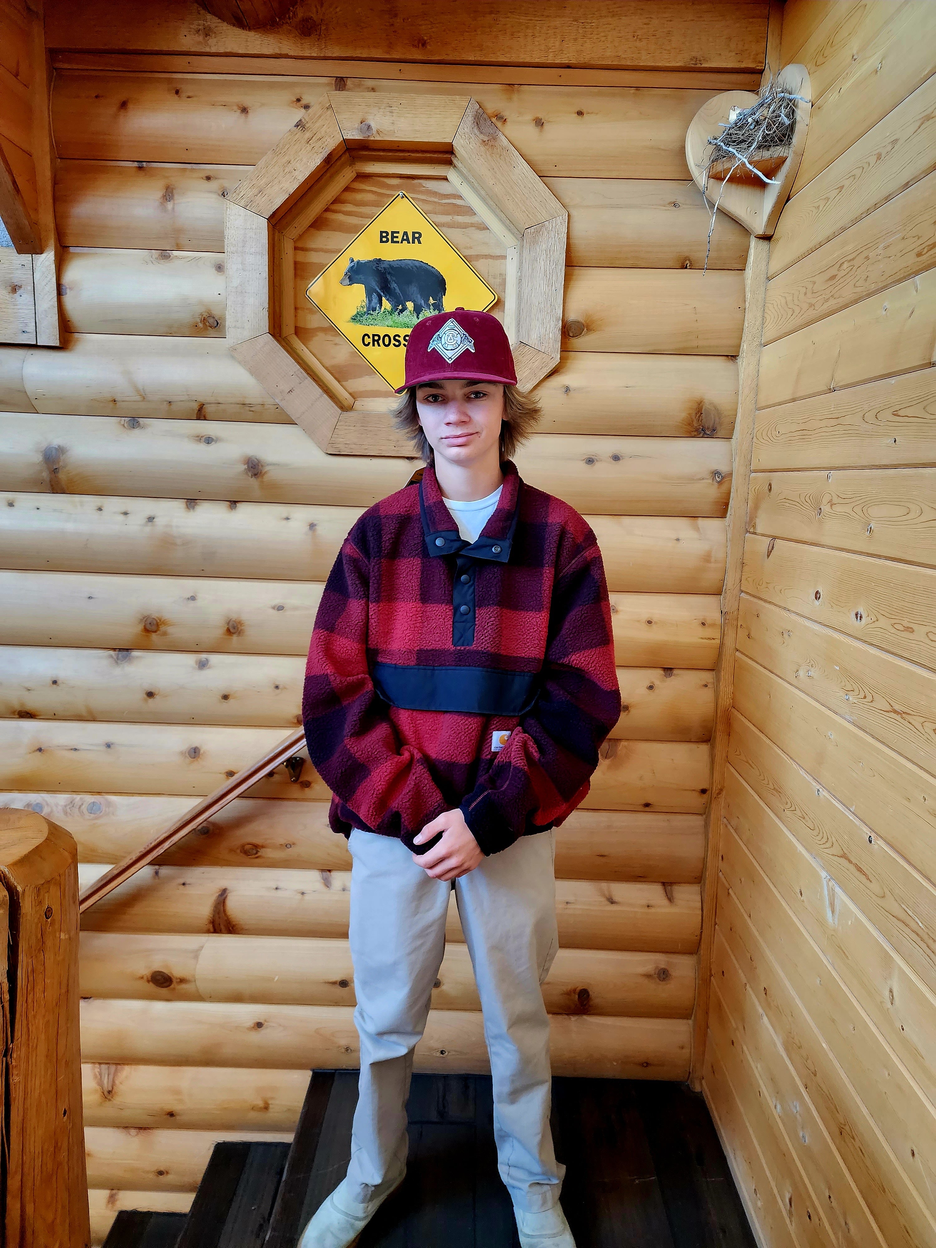 Carhartt Fleece Pullover Relaxed Fit Buffalo Plaid Oxblood Size XL