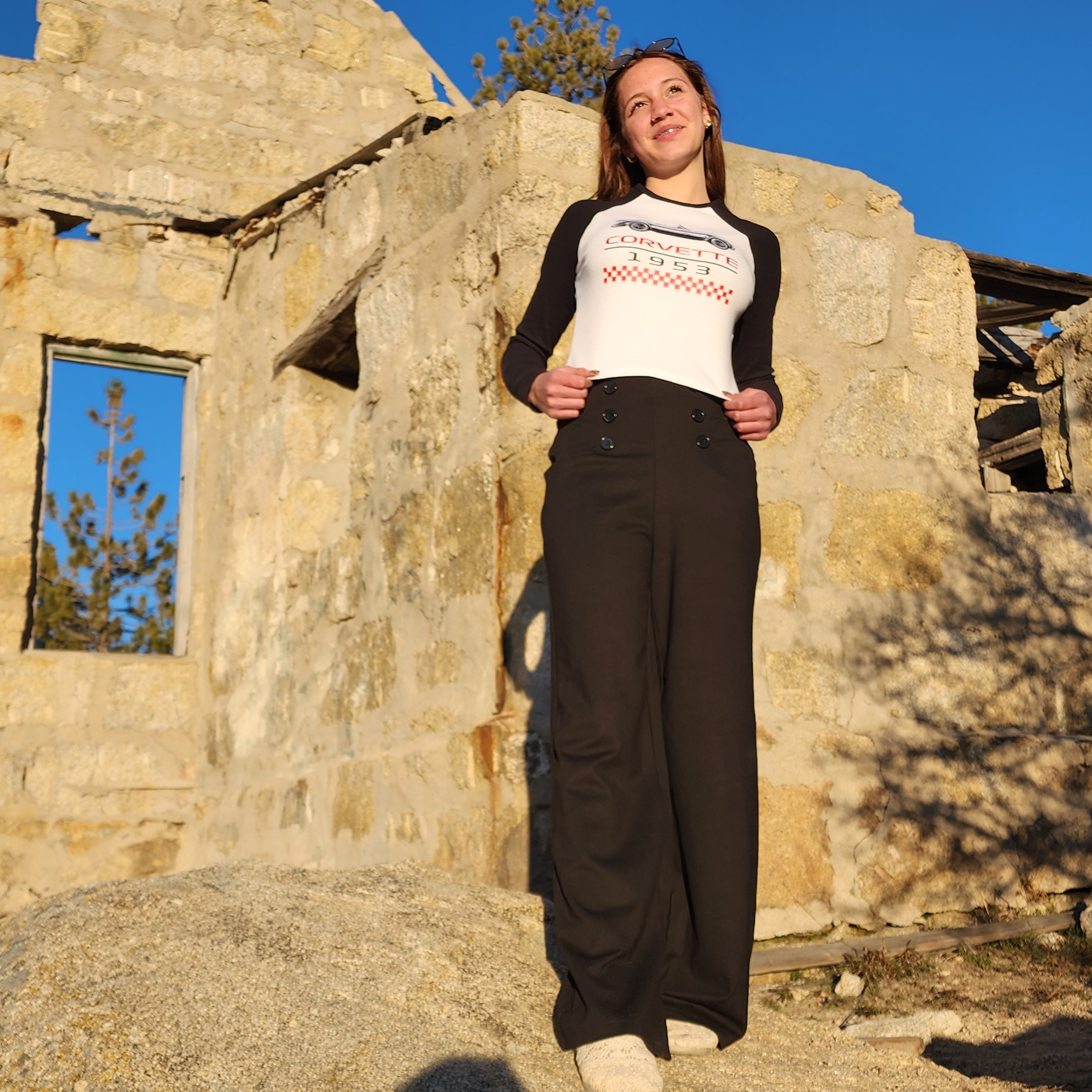 Max Studio London Wide Leg Sailor Pants-High Rise-Full Length-Size S