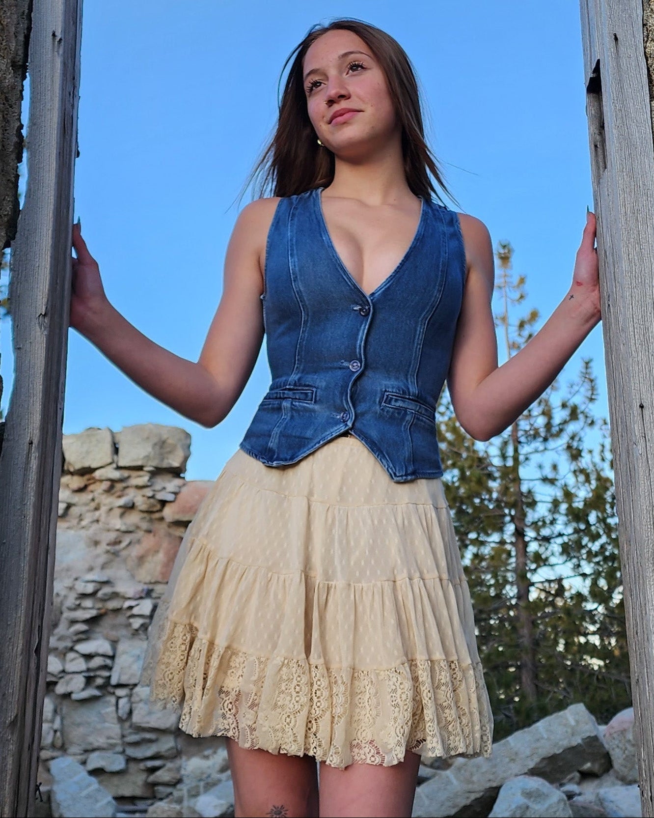 Intimately Free People Beige Flowy Mini Skirt