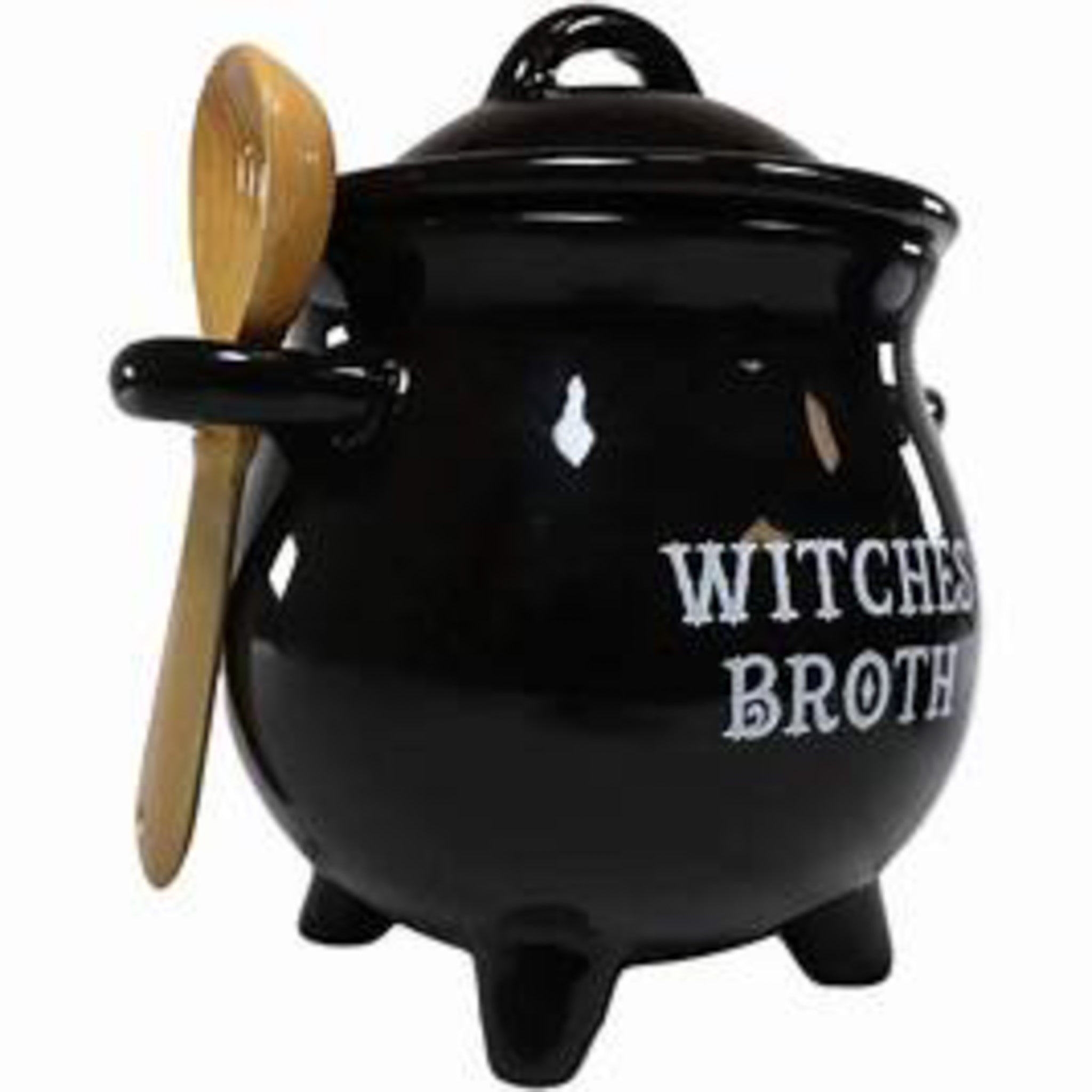 "Mystic Broth" Black Bowl with Witches Broom Spoon