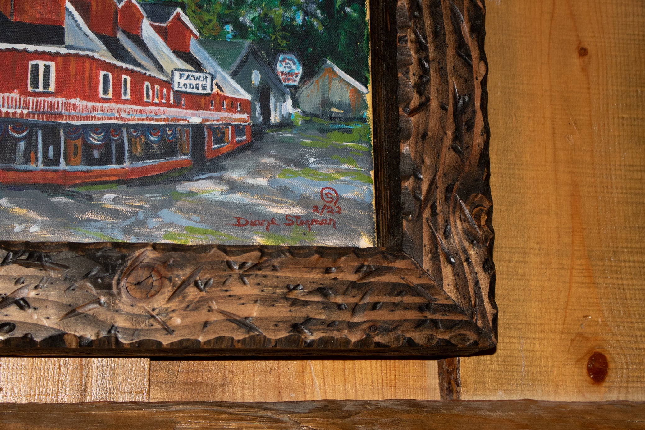 Hand Painted Depiction of Fawn Lodge by Diane Stegman