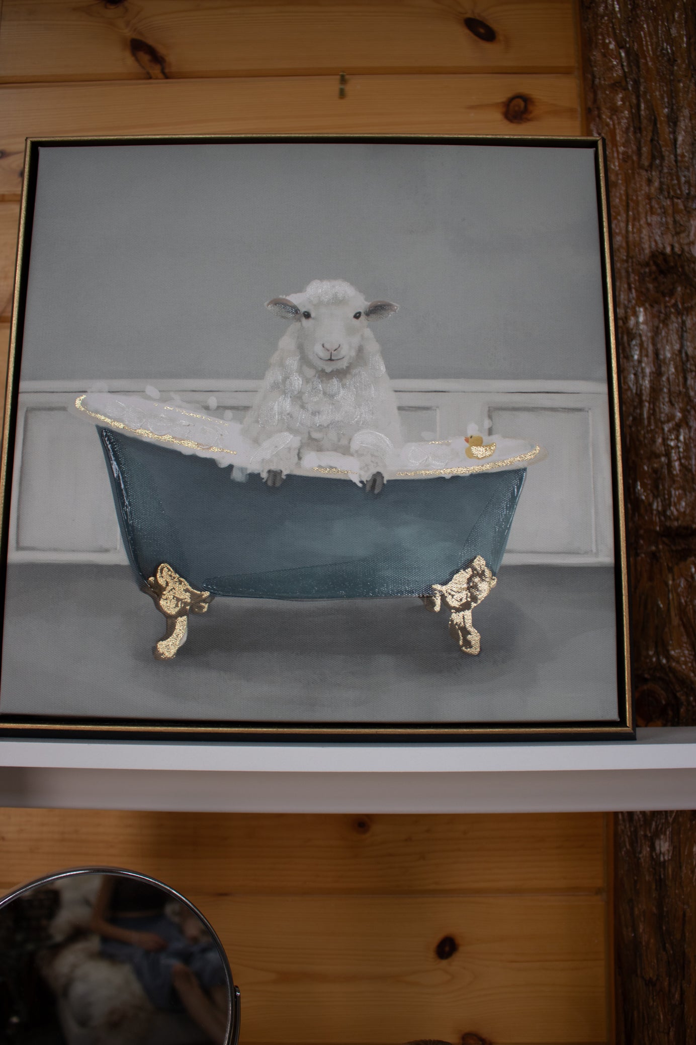 Sheep Having Bubble Bath Framed Art