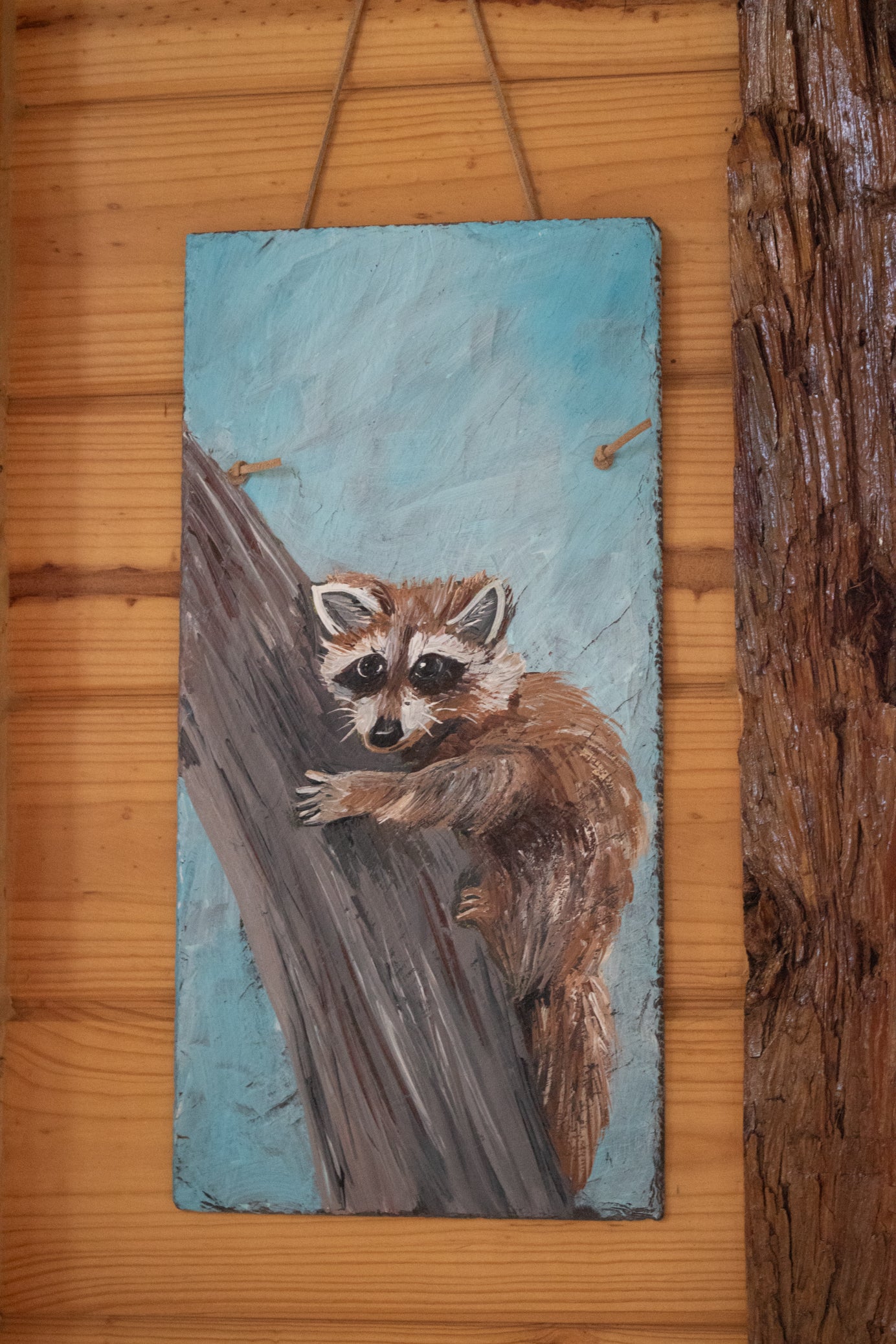 Metal Sign Painting of Racoon