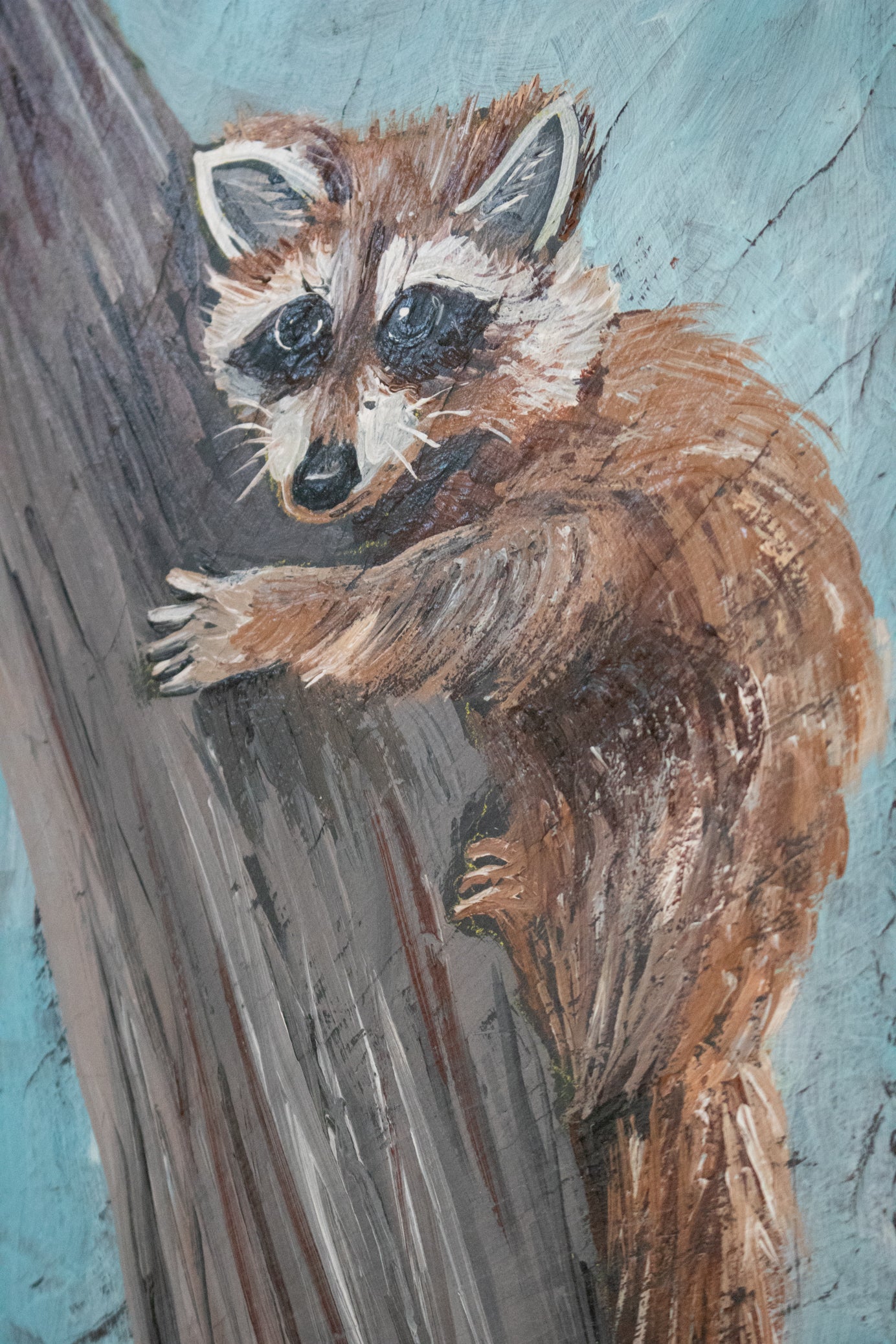 Metal Sign Painting of Racoon