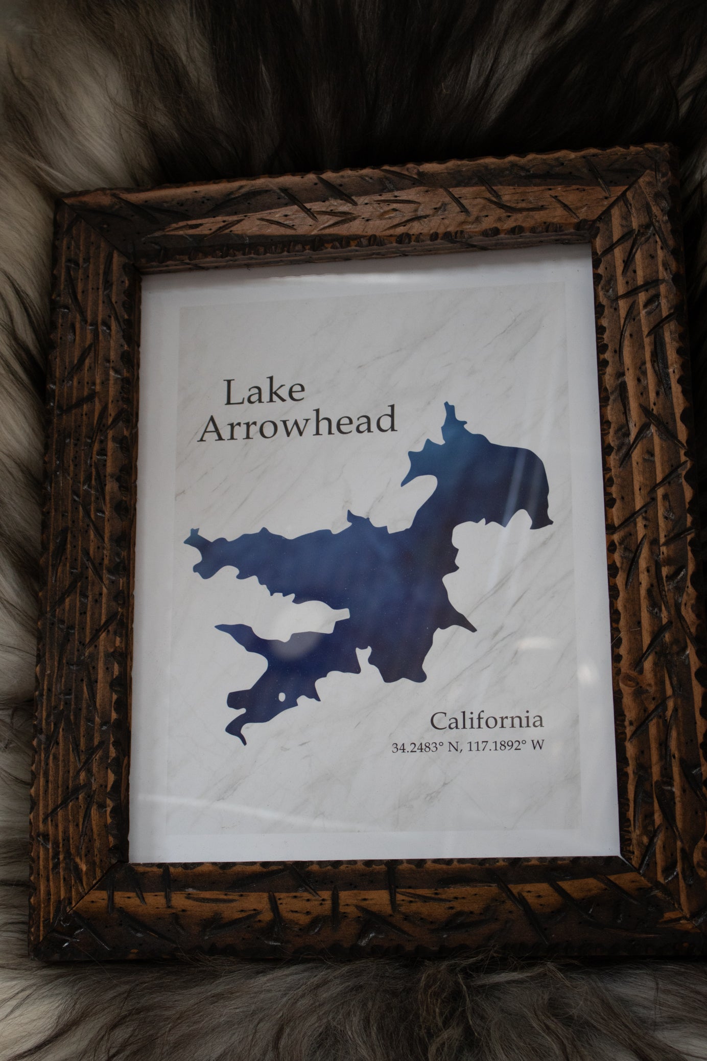 Lake Arrowhead CA Wall Art Print 11x14  State & Map Coordinates