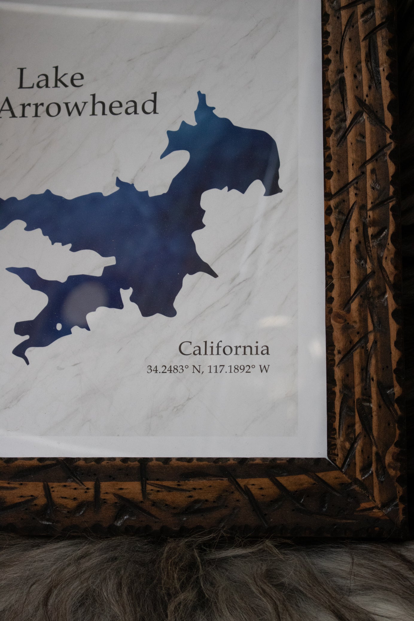 Lake Arrowhead CA Wall Art Print 11x14  State & Map Coordinates