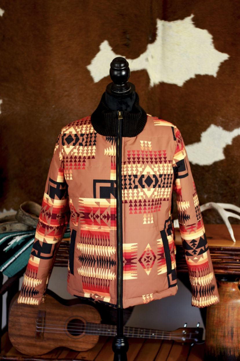 Pendleton Burnt Orange Snow Jacket Mesa Pattern Size Small