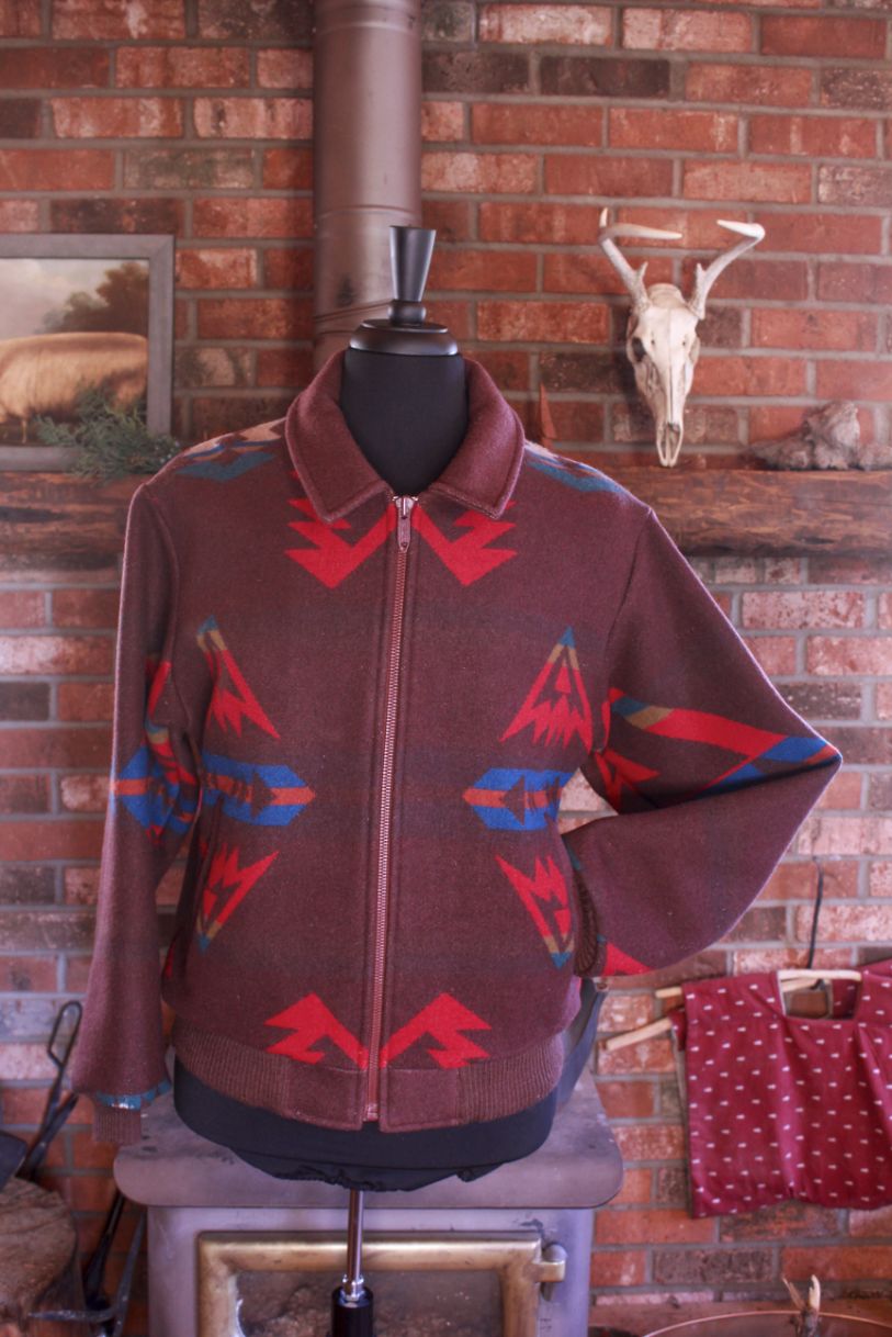 Vintage Pendleton Western Wear Wool Southwest Brown Jacket Medium