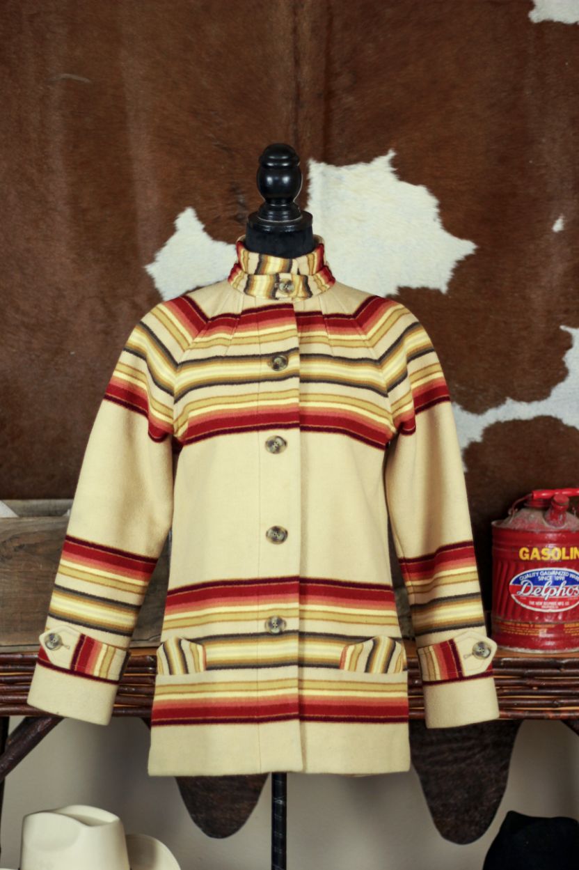 Pendleton Archives Camp Stripe Wool Jacquard Blanket Coat Medium