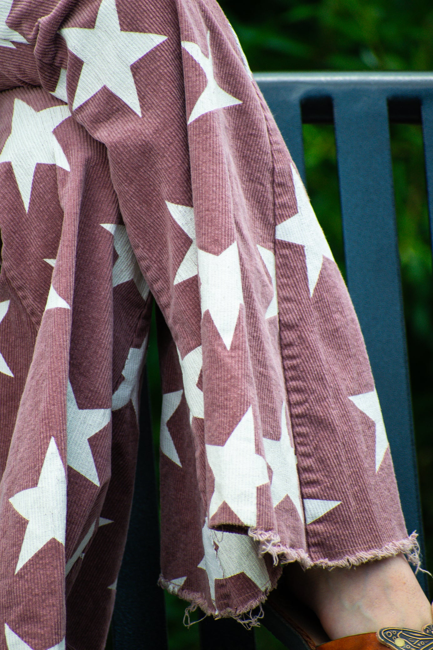 Altar'd State Red and White Stars Bell Bottom Jeans.