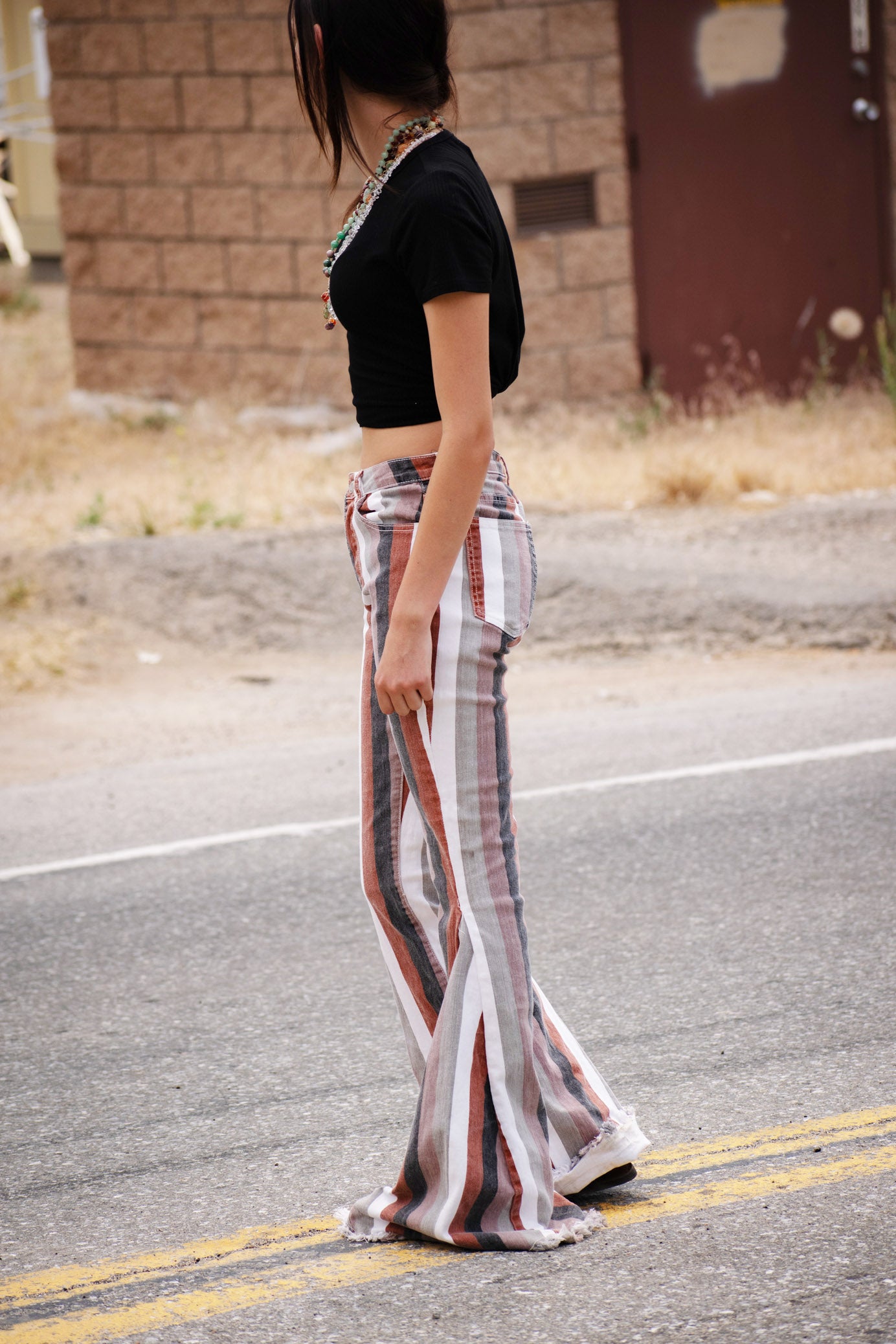 Altar'd State Striped Bell Bottom Jeans