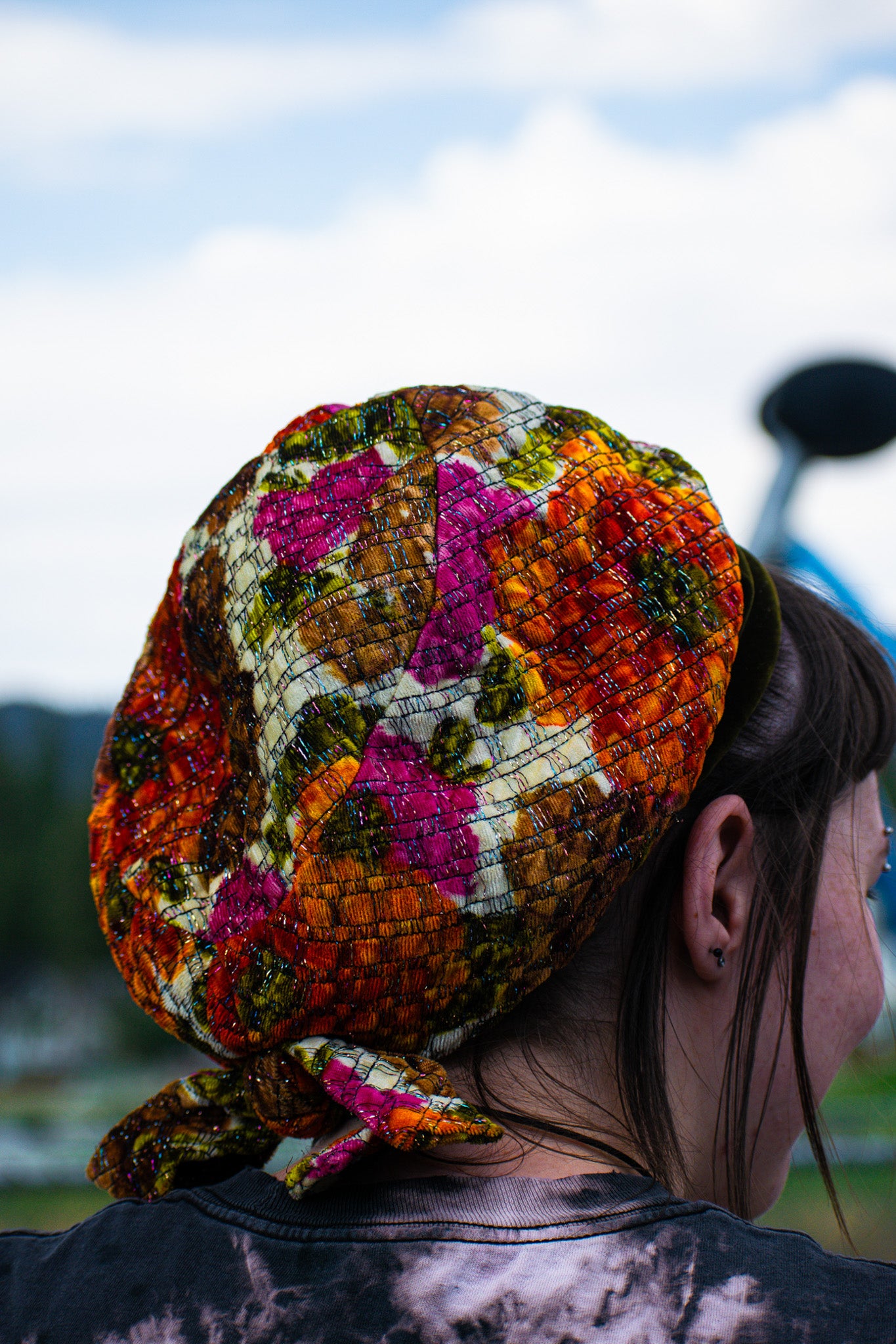 Leslie James Multicolored Floral Design Pillbox Hat