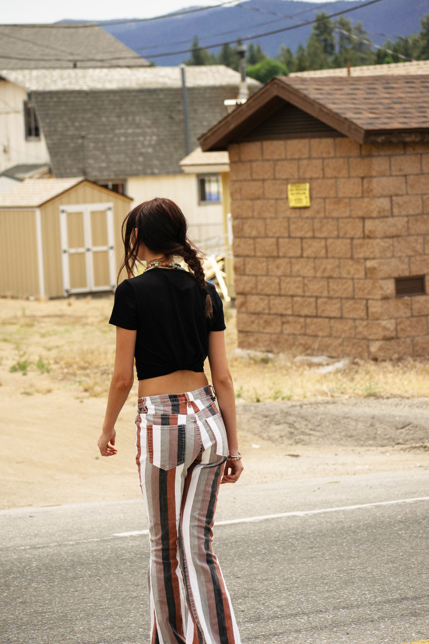 Altar'd State Striped Bell Bottom Jeans