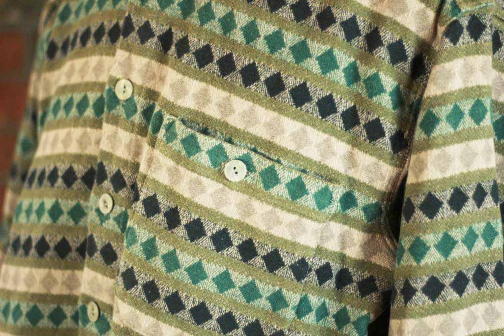 Toc - Toc Green/Khaki/Brown Diamond Pattern Button - up Fannel Coat