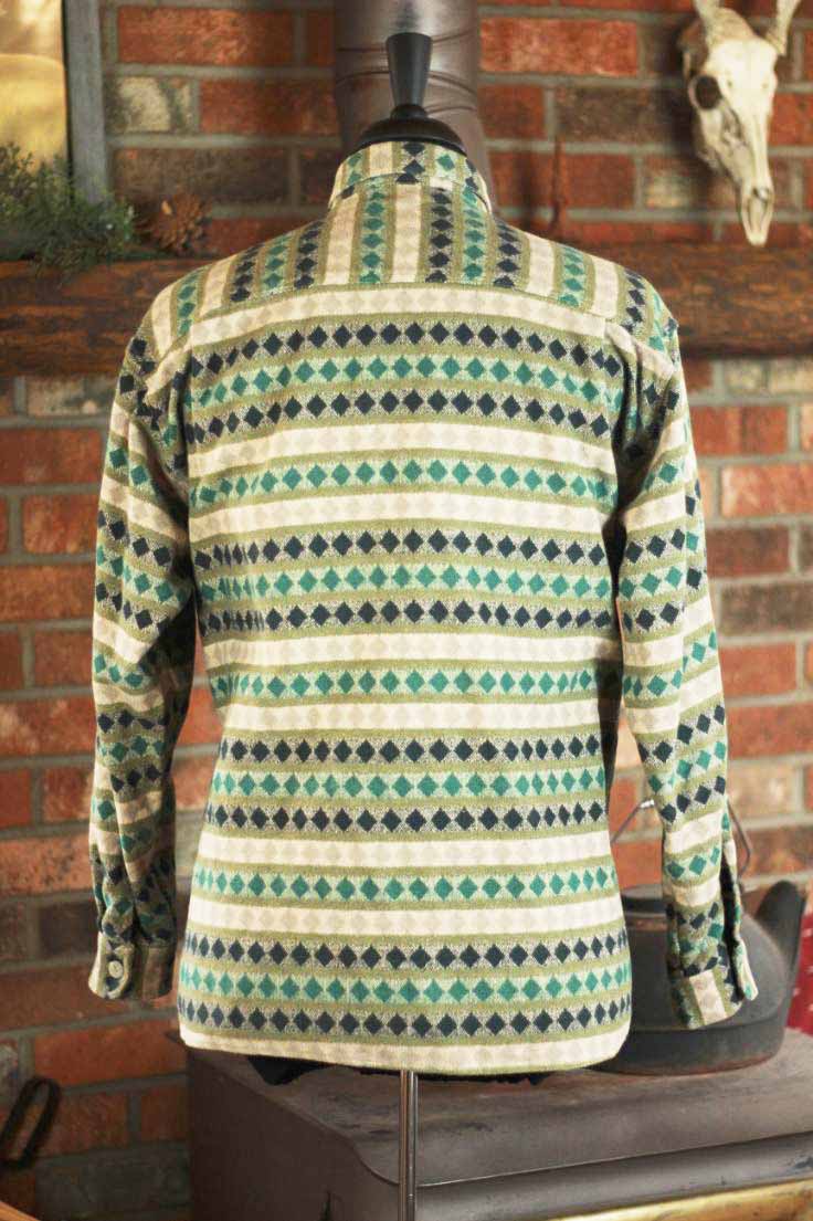 Toc - Toc Green/Khaki/Brown Diamond Pattern Button - up Fannel Coat