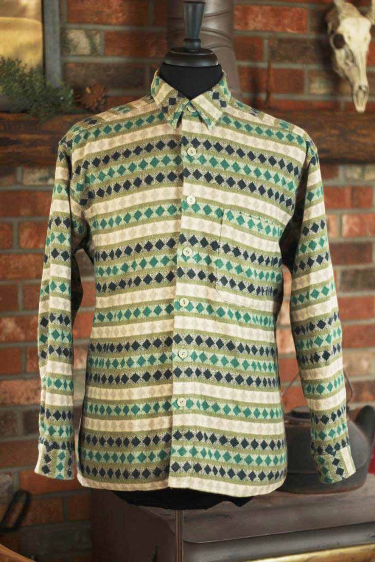 Toc - Toc Green/Khaki/Brown Diamond Pattern Button - up Fannel Coat