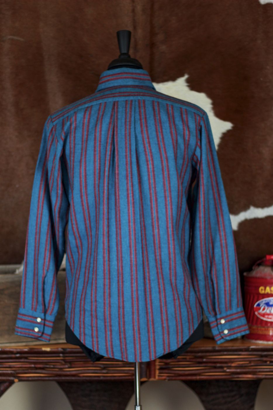 Old Scool Town Craft Tapereo Penney's Blue Striped Red Button-up Shirt