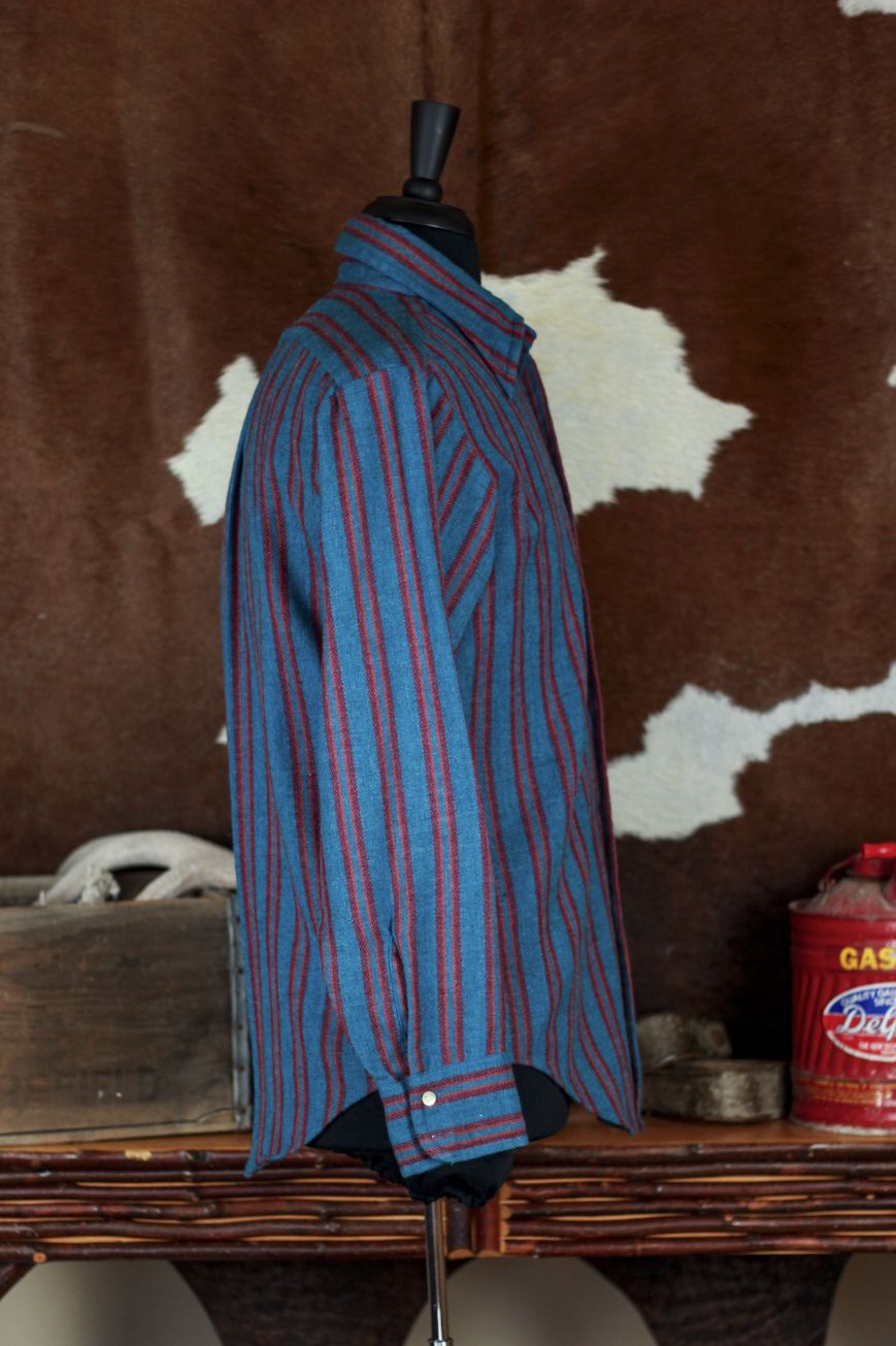 Old Scool Town Craft Tapereo Penney's Blue Striped Red Button-up Shirt