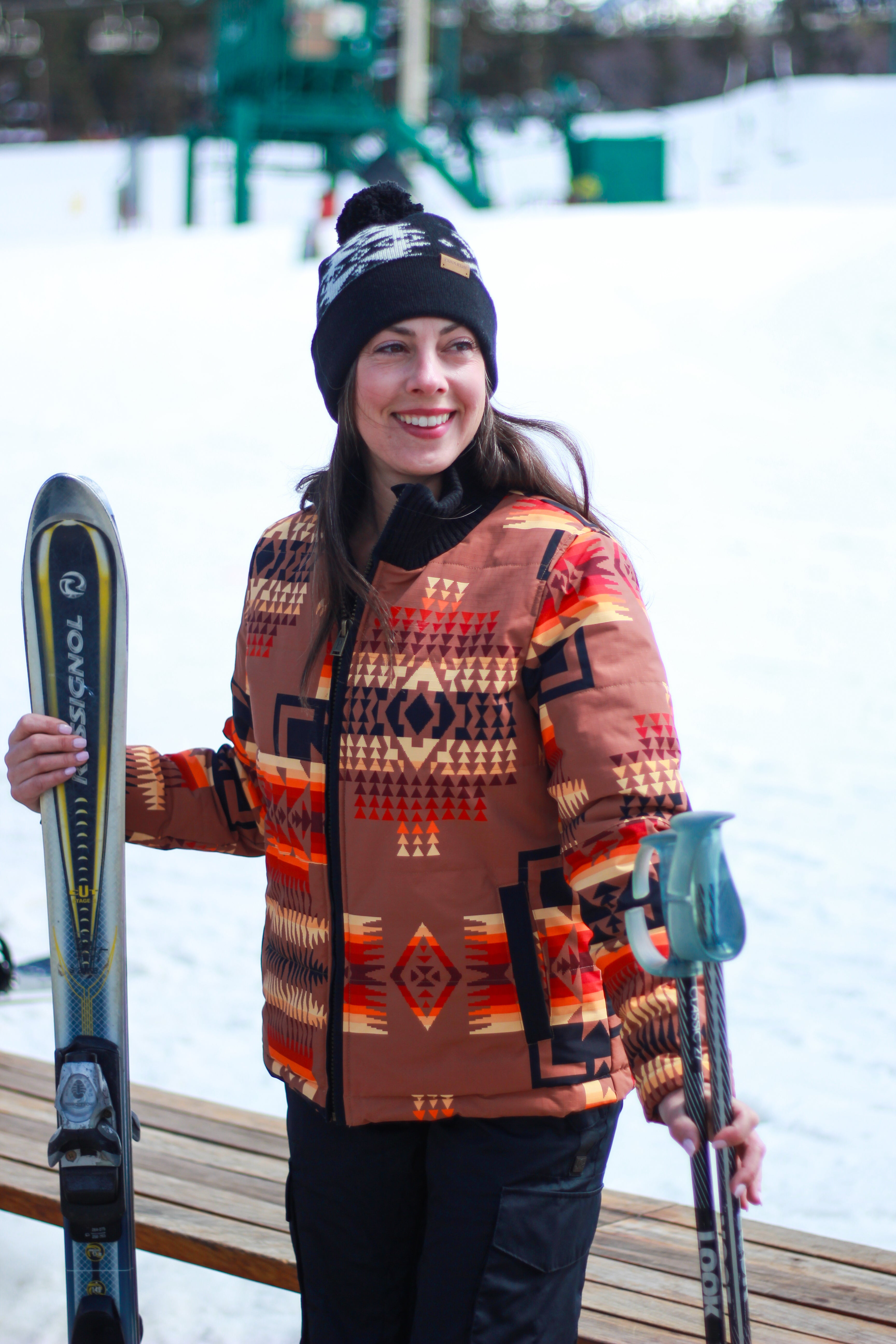 Pendleton Burnt Orange Snow Jacket Mesa Pattern Size Small