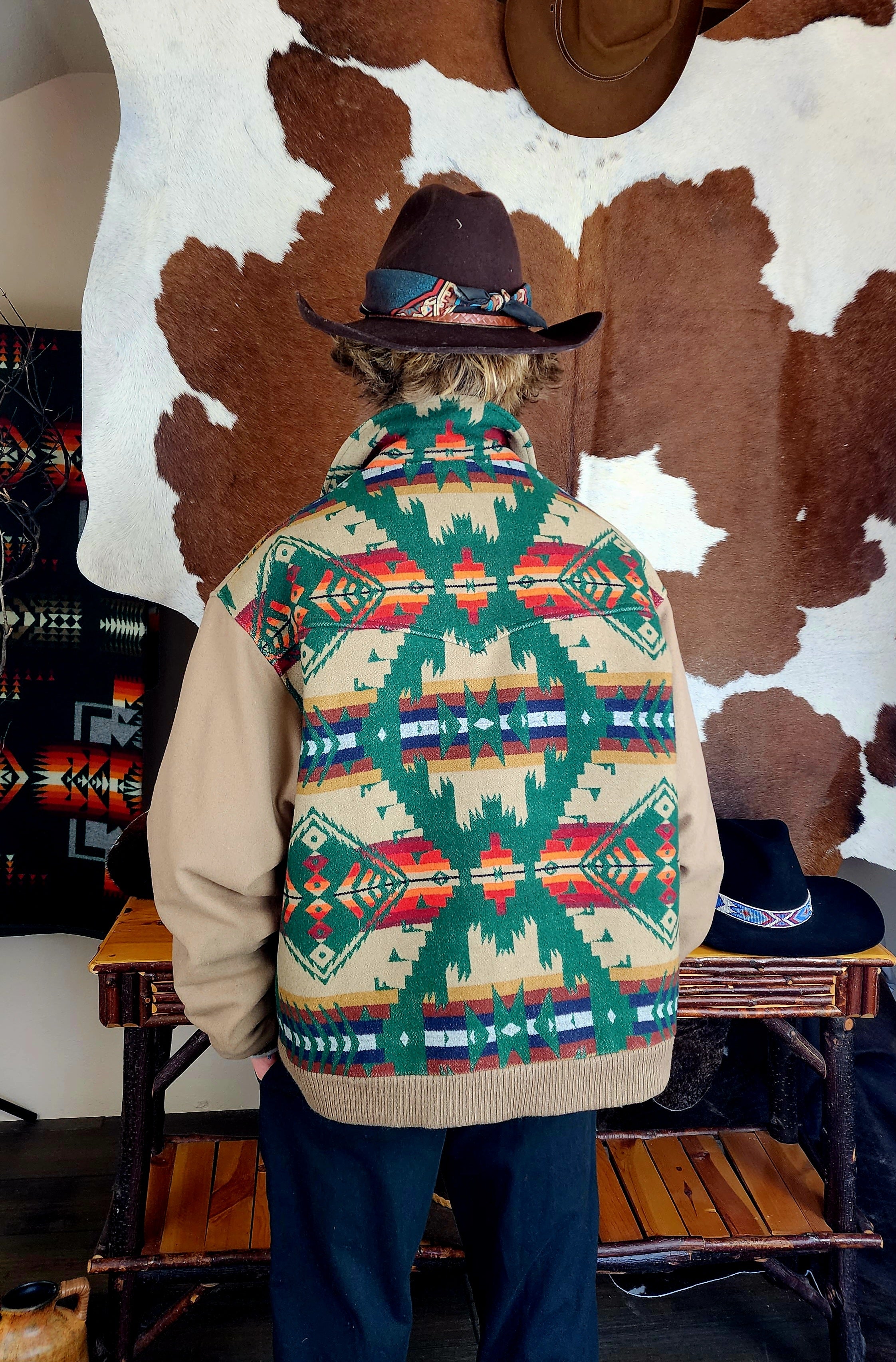 Vintage Pendleton High Grade Western Wear AZTEC Southwestern Bomber Jacket