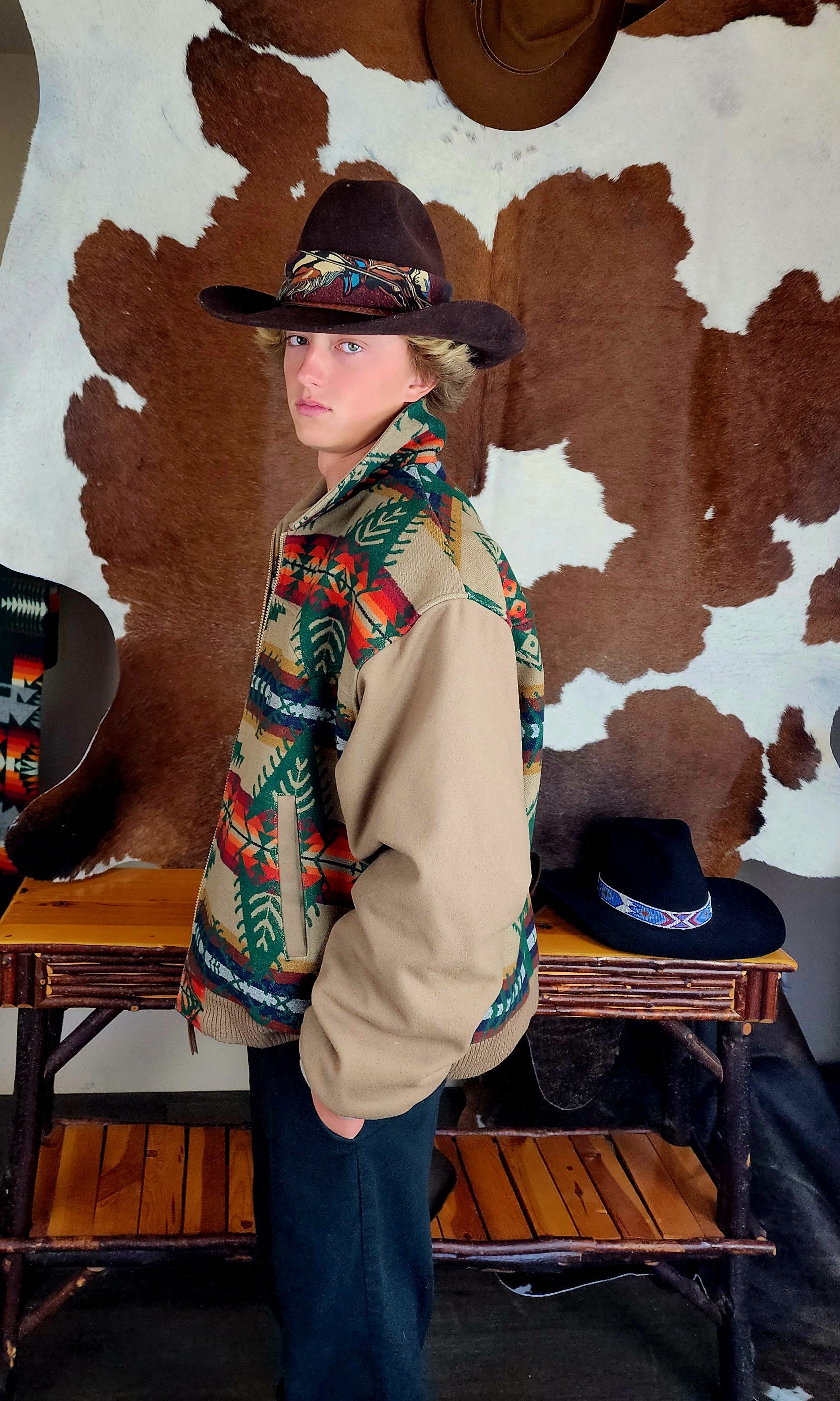 Vintage Pendleton High Grade Western Wear AZTEC Southwestern Bomber Jacket