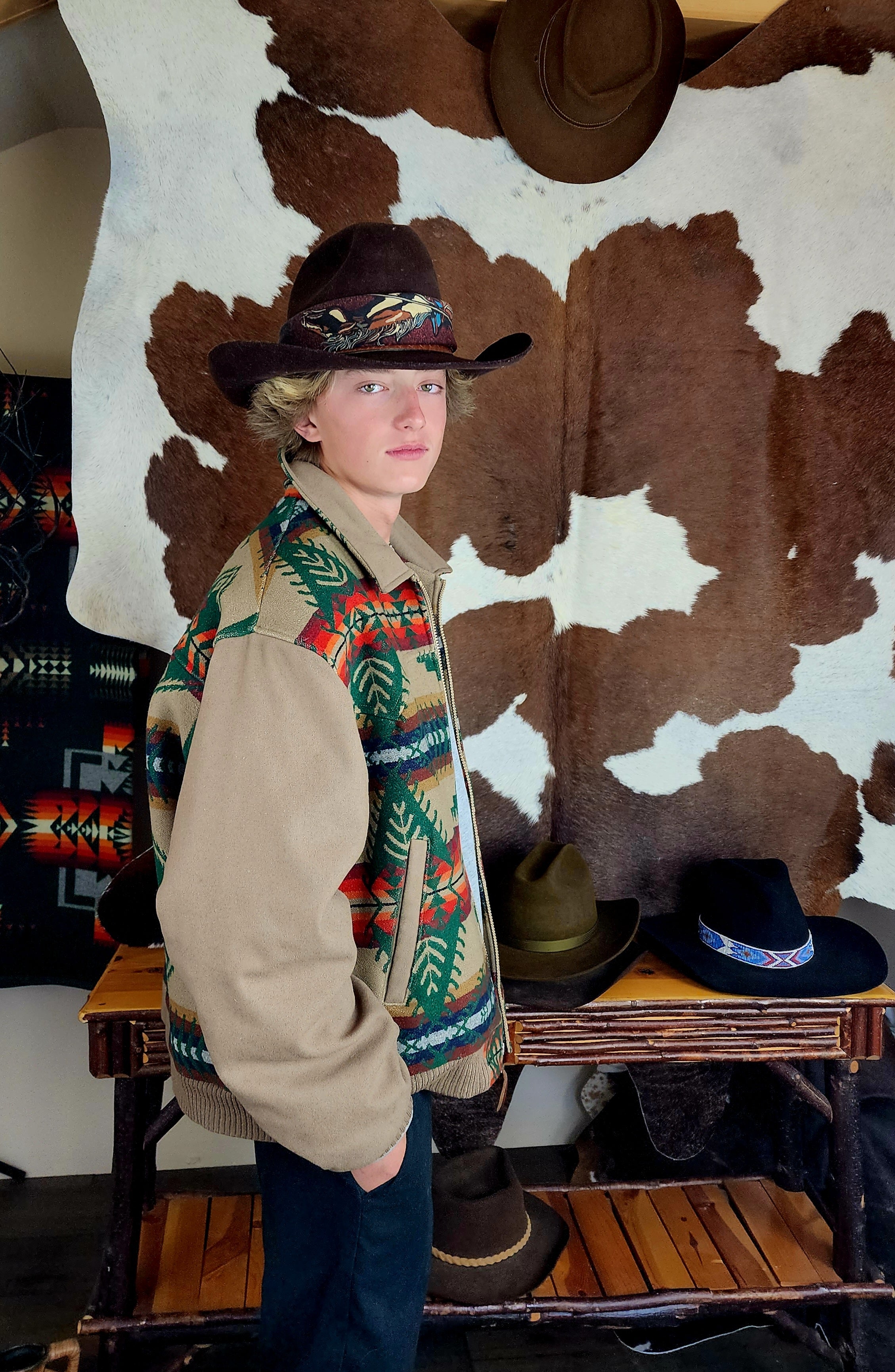 Vintage Pendleton High Grade Western Wear AZTEC Southwestern Bomber Jacket