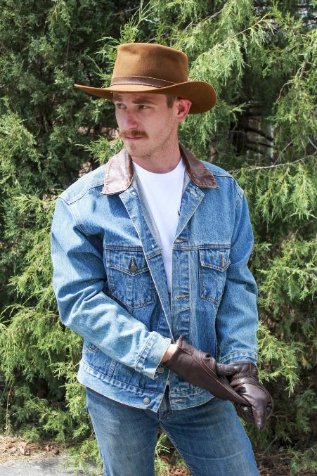 "Classic 90's Marlboro Country Denim Jacket with Leather Collar (Size M)"