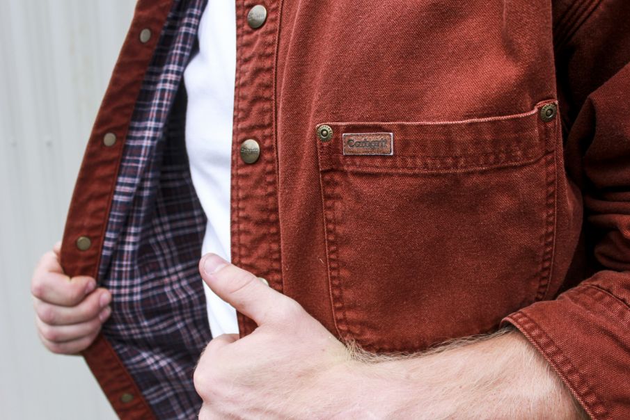 Carhartt Maroon Jacket – Flannel Lined for Extra Warmth