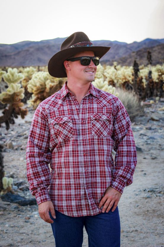 Levis Red Plaid with Ruby Red Snap Button Up